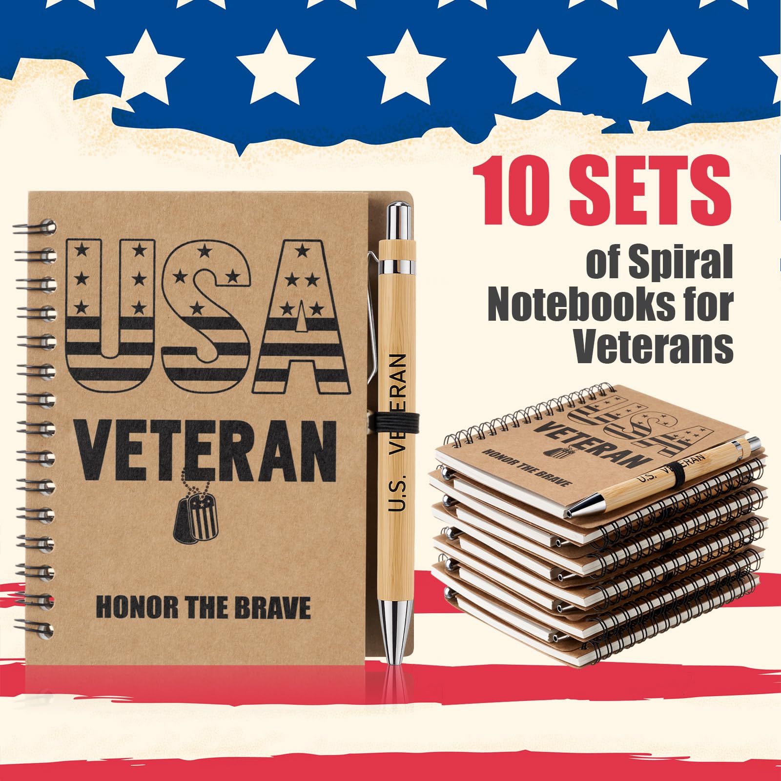 Geyoga Lot de 10 carnets de notes à spirale avec stylos