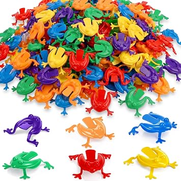 Skylety 12 Pcs Jumping Frog Toy 2 Inches Assorted Colors Plastic Frogs Toys for Passover Halloween Party Favors Birthday Gifts, 6 Colors