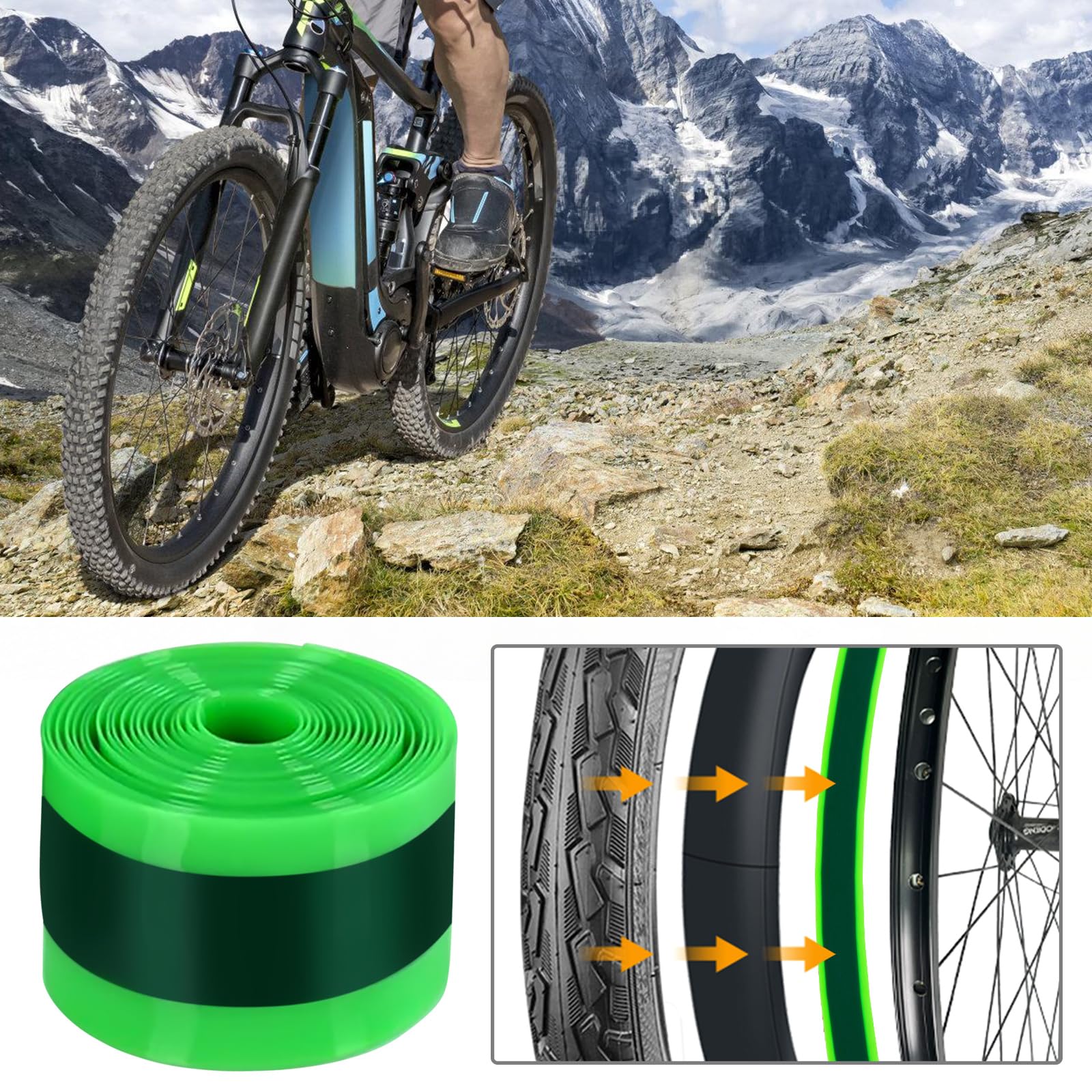 4 Doublure Pneu Vélo, Doublure De Pneu De Vélo, Liner Bande Anti Crevaison Cyclism, Lot De 4 Bandes De Protection Anti-Crevaison, Bande Anti Crevaison Longue Durée Pour Pneus De Vtt Et Vélo De Routev