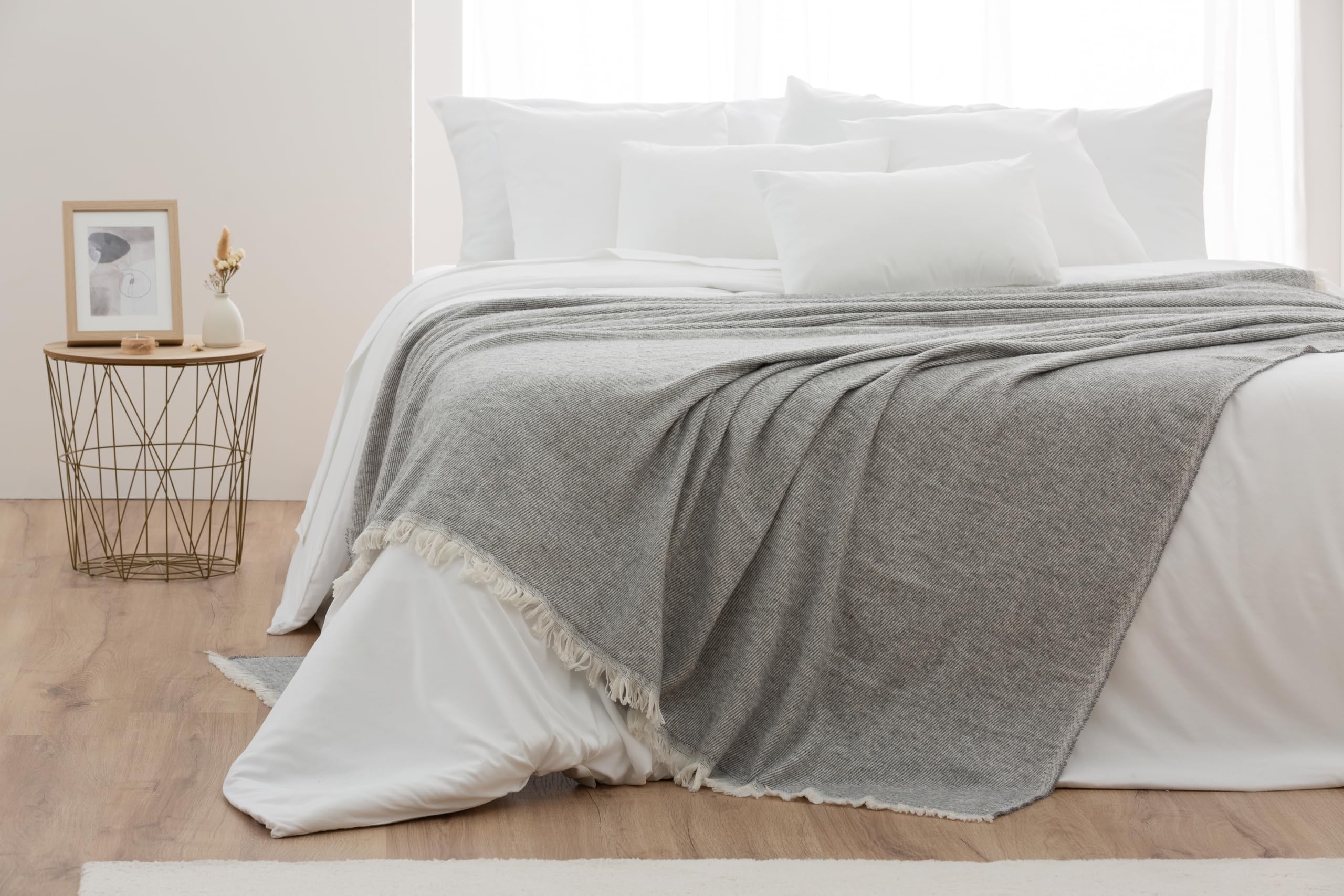 GAMUSI Multifunctionele sprei voor bed van 135/150 cm en bank, sprei, sofa- overtrek, 3-zits, zacht en ademend, katoen, honingraatpatroon, 230 x 280 cm, zwart