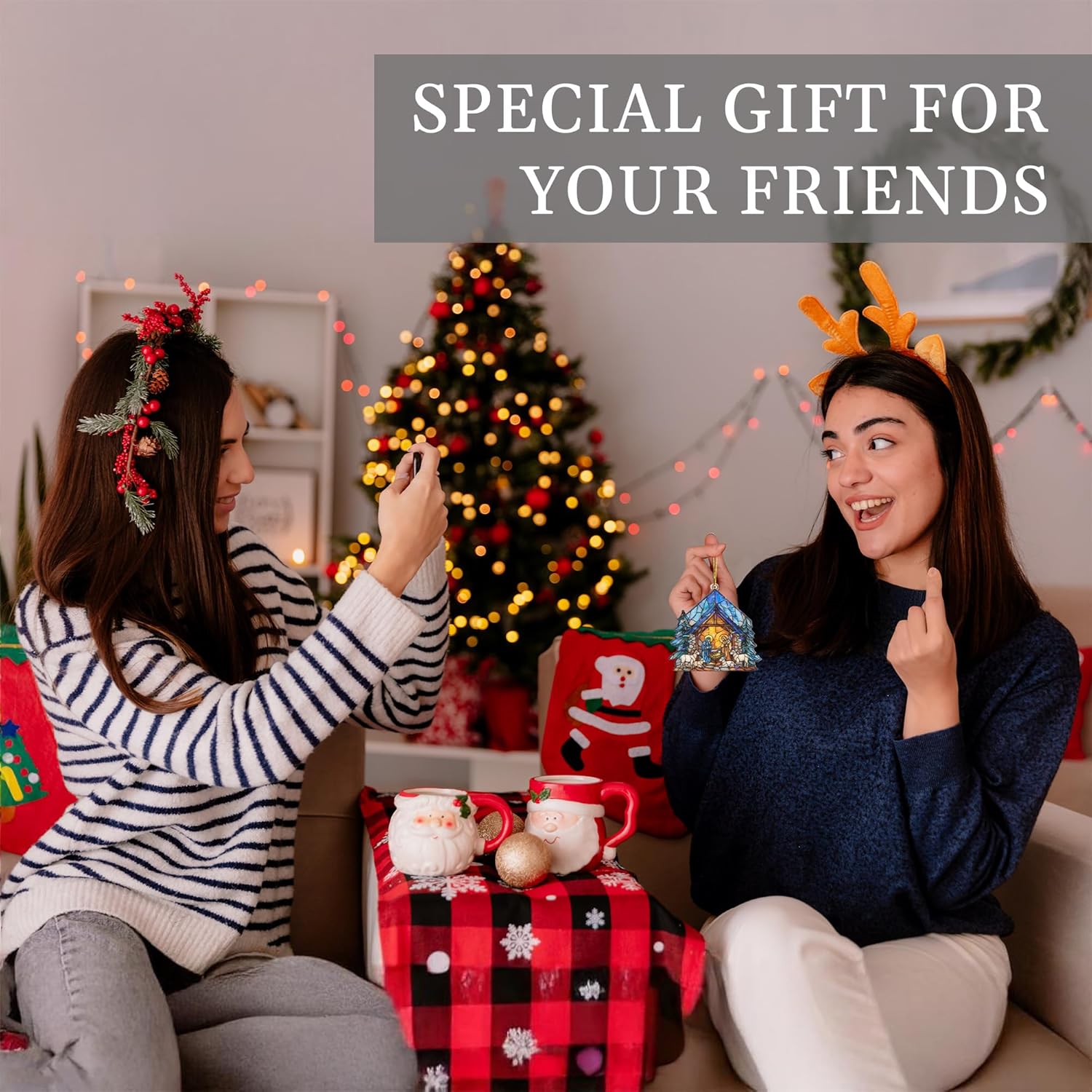 Nativity Christmas Ornament, Nativity Scene Ornaments for Christmas Tree, Christian Religious Gifts for Women Men Family Kids, Baby Jesus for Xmas Tree Decorations, Holy Family Decor (Nativity House) - Image 3