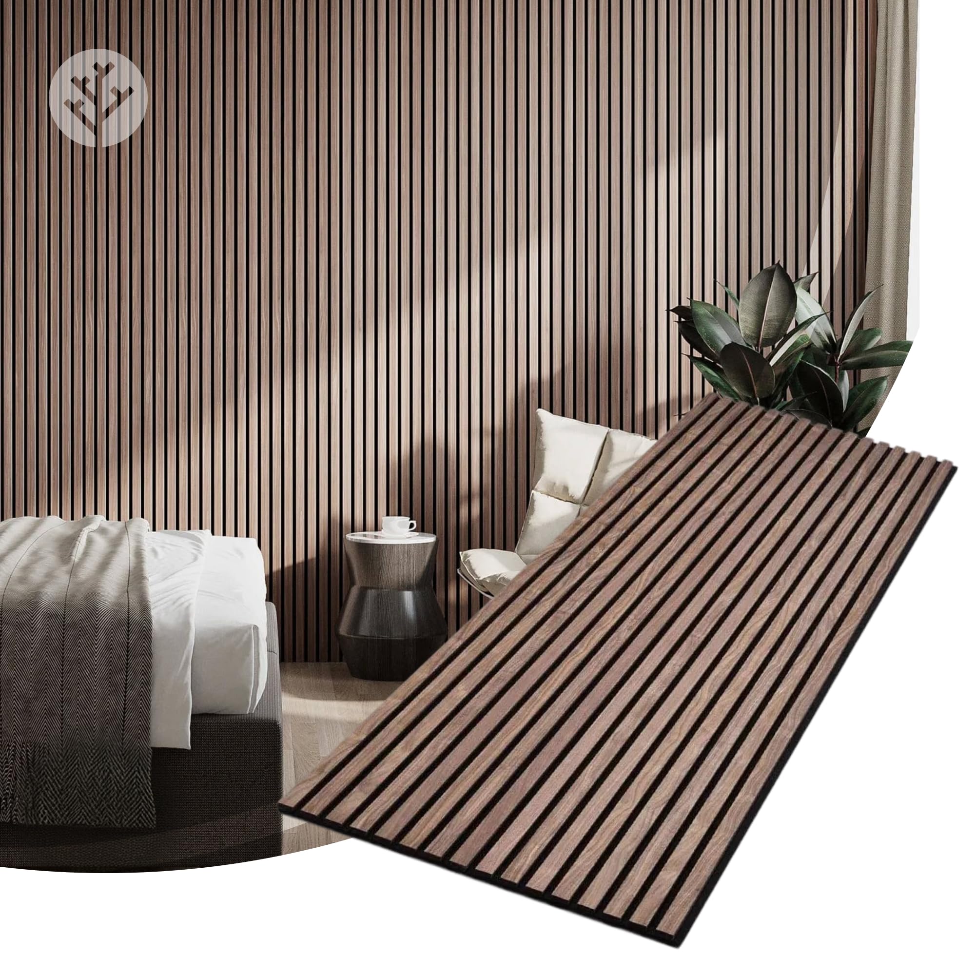 Photo 1 of WVH Acoustic Slat Wood Wall Panels, Walnut, 118.11" x 25.20", 2pcs