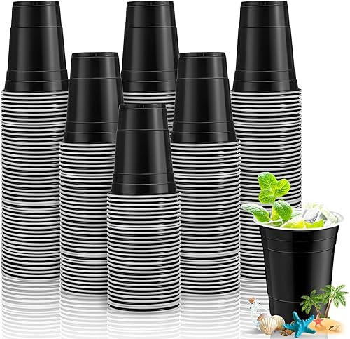 Lounsweer Paquete de 100 vasos de plástico de 16 onzas desechables para agua potable de alta resistencia para bodas, Año Nuevo, baby shower,