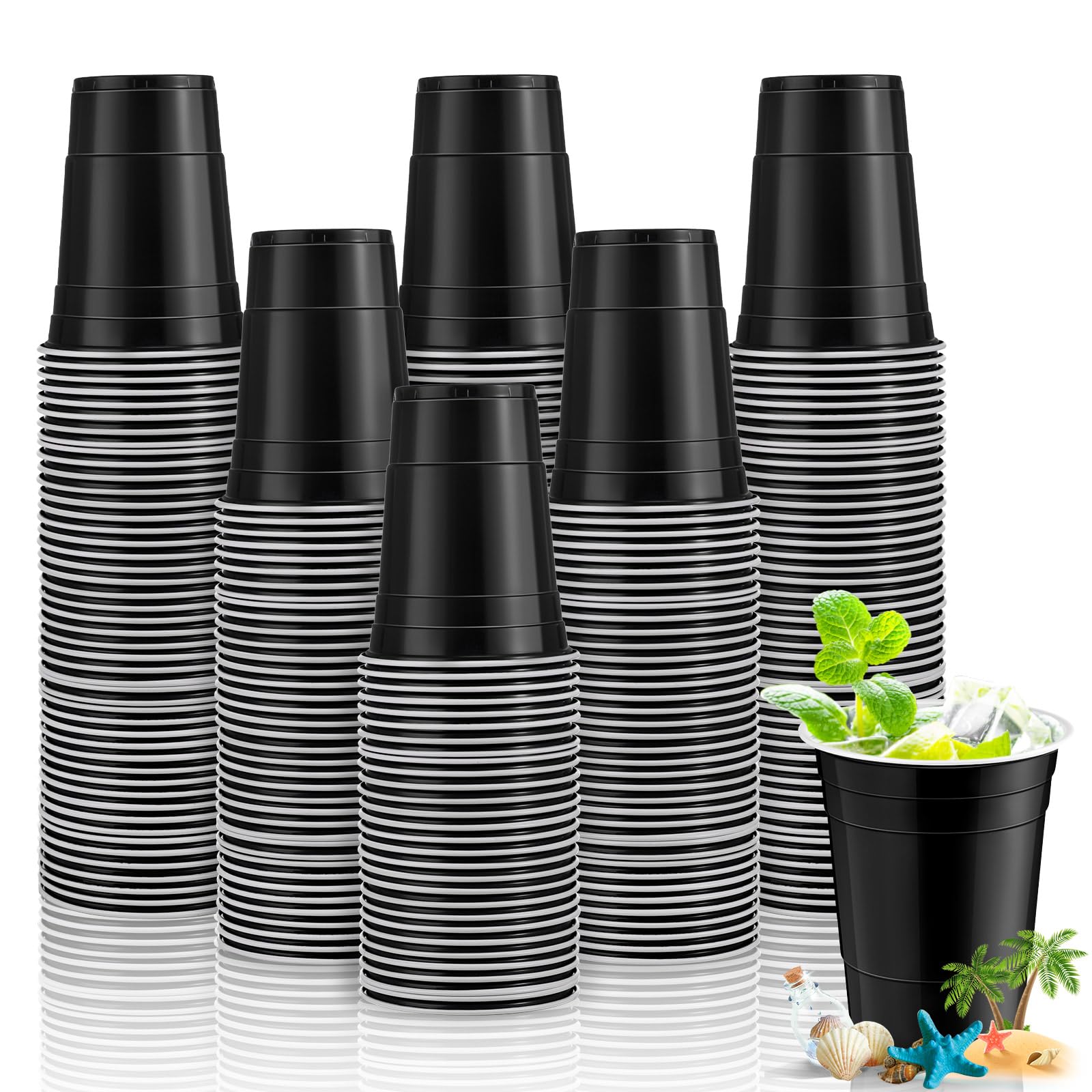 Lounsweer 100 Pcs 16 oz Plastic Party Cups Disposable Heavy Duty Drinking Water Cups for St. Patrick's Day Graduation Wedding BBQ Birthday Baby Shower