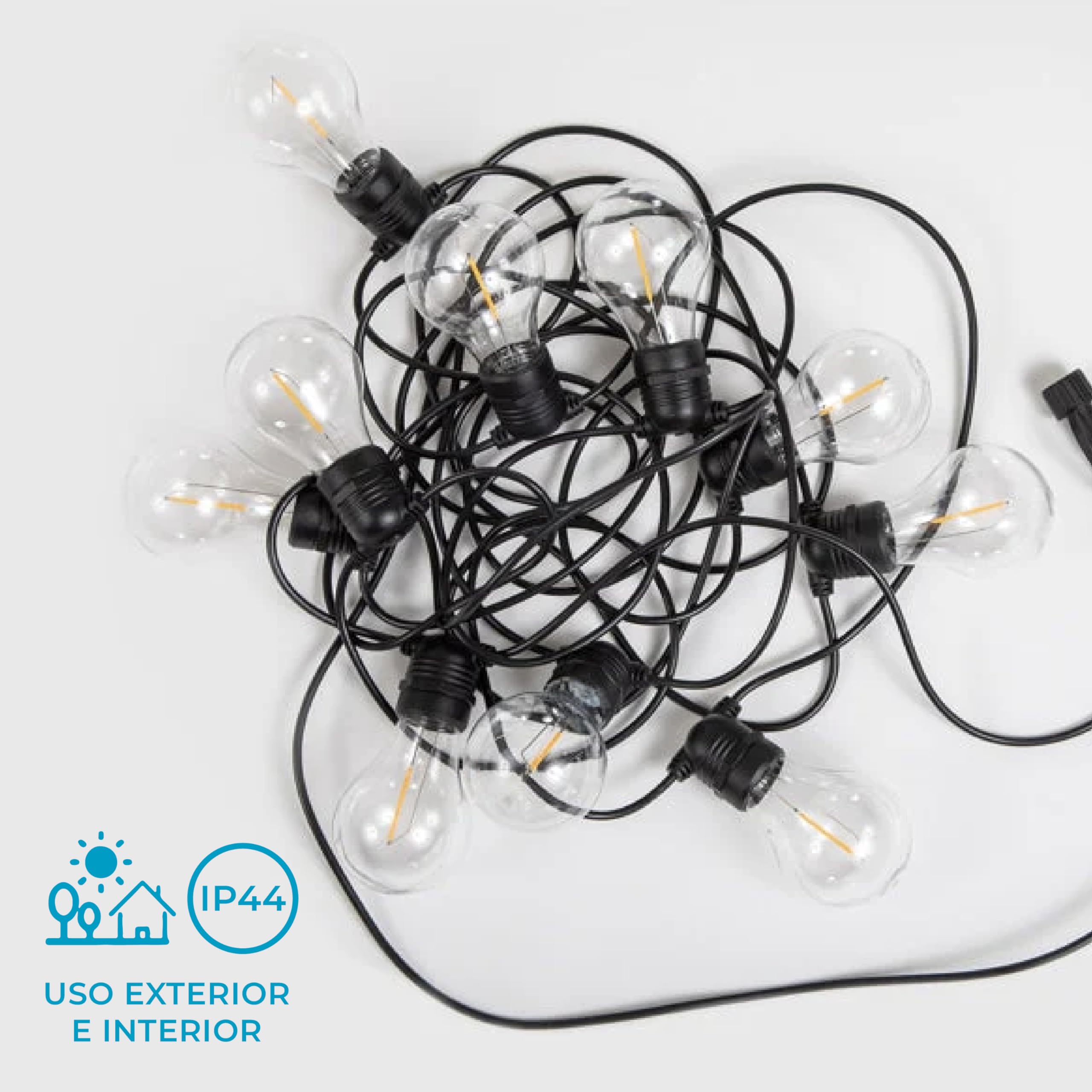 ALLEGRA-Guirlande lumineuse solaire & rechargeable d'extérieur 10 lumières LED Noir New Garden
