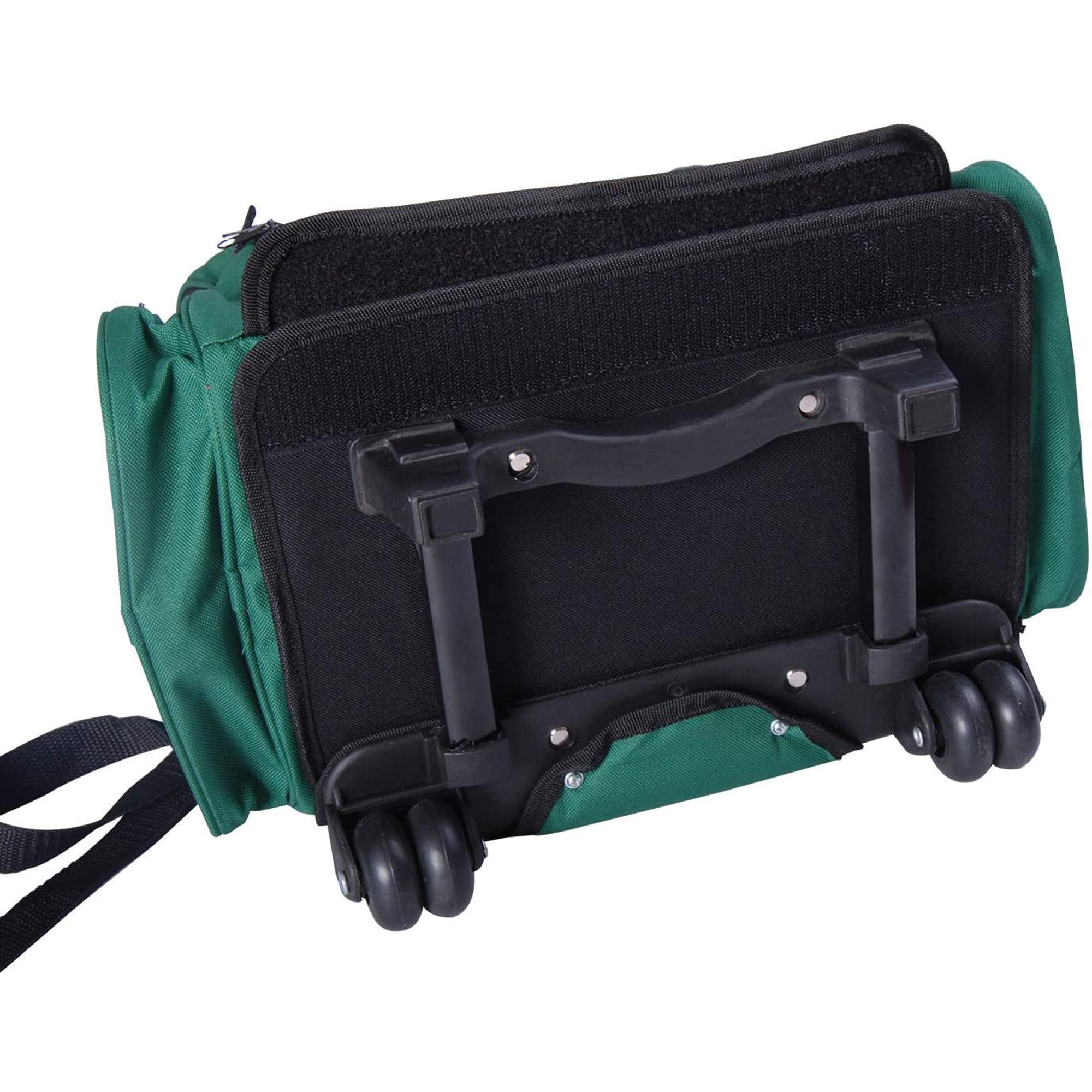 PawHut Trasportino Zaino 2 in 1 per Cani e Gatti 42x25x55cm Verde con Tasche Laterali e Ruote