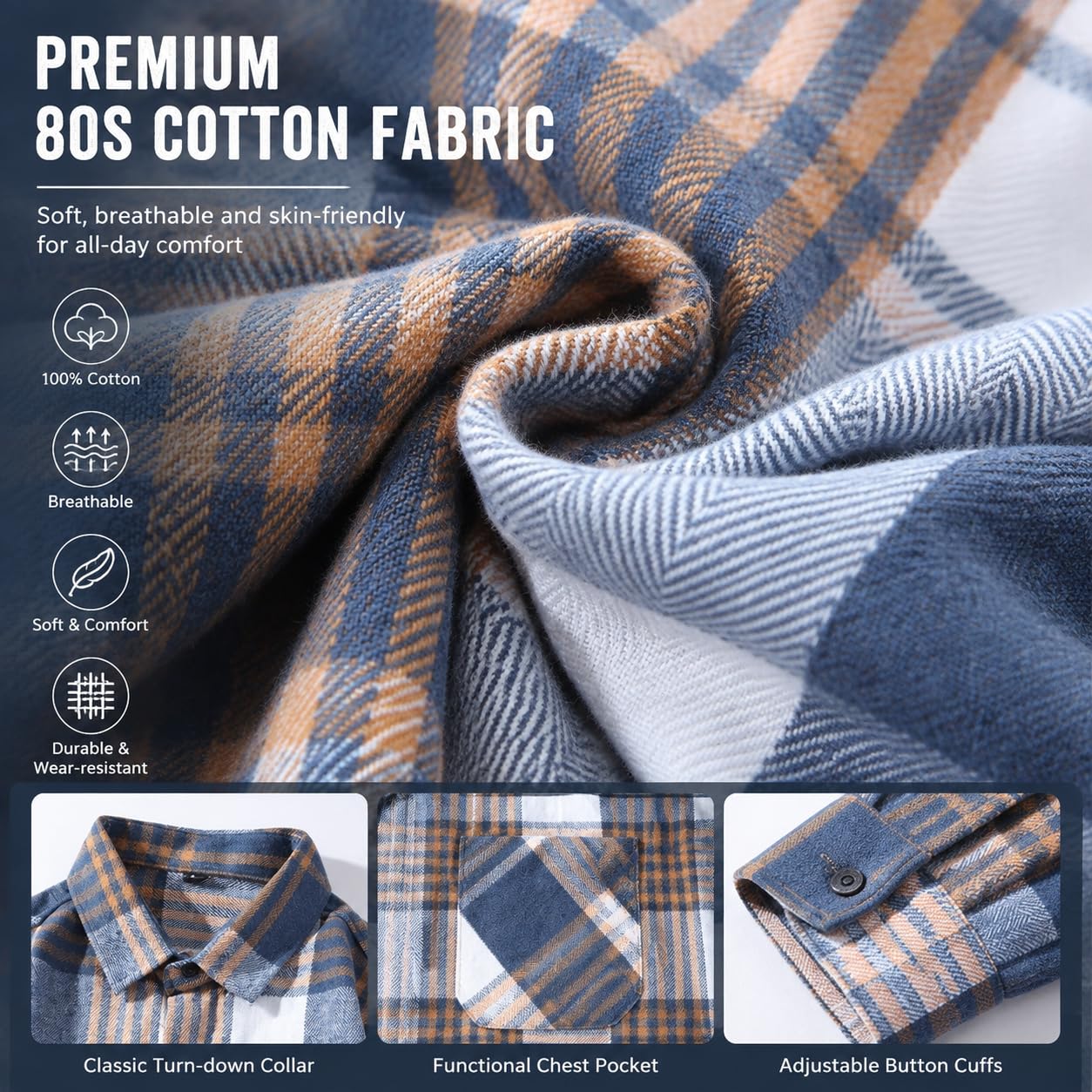 Chemise À Carreaux En Coton Pour Homme, Style Décontracté, Boutonnée, Avec Poche Poitrine, Coupe Ajustée, Manches Longues, Idéale Pour Le Travail, L'Extérieur, L'Oktoberfest Et Le Quotidien.