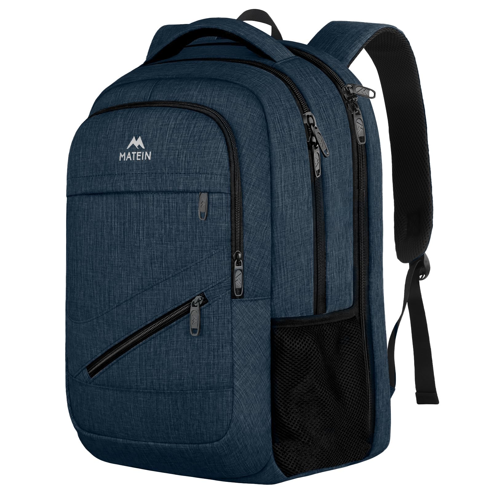 MATEIN 17 Inch Laptop Backpack, Large Work Backpack Travel Carry On TSA Approved with Trolley Sleeve, College Computer Bag with USB Charging Port, Water Resistant Commute Daypack for Men, Dark Blue