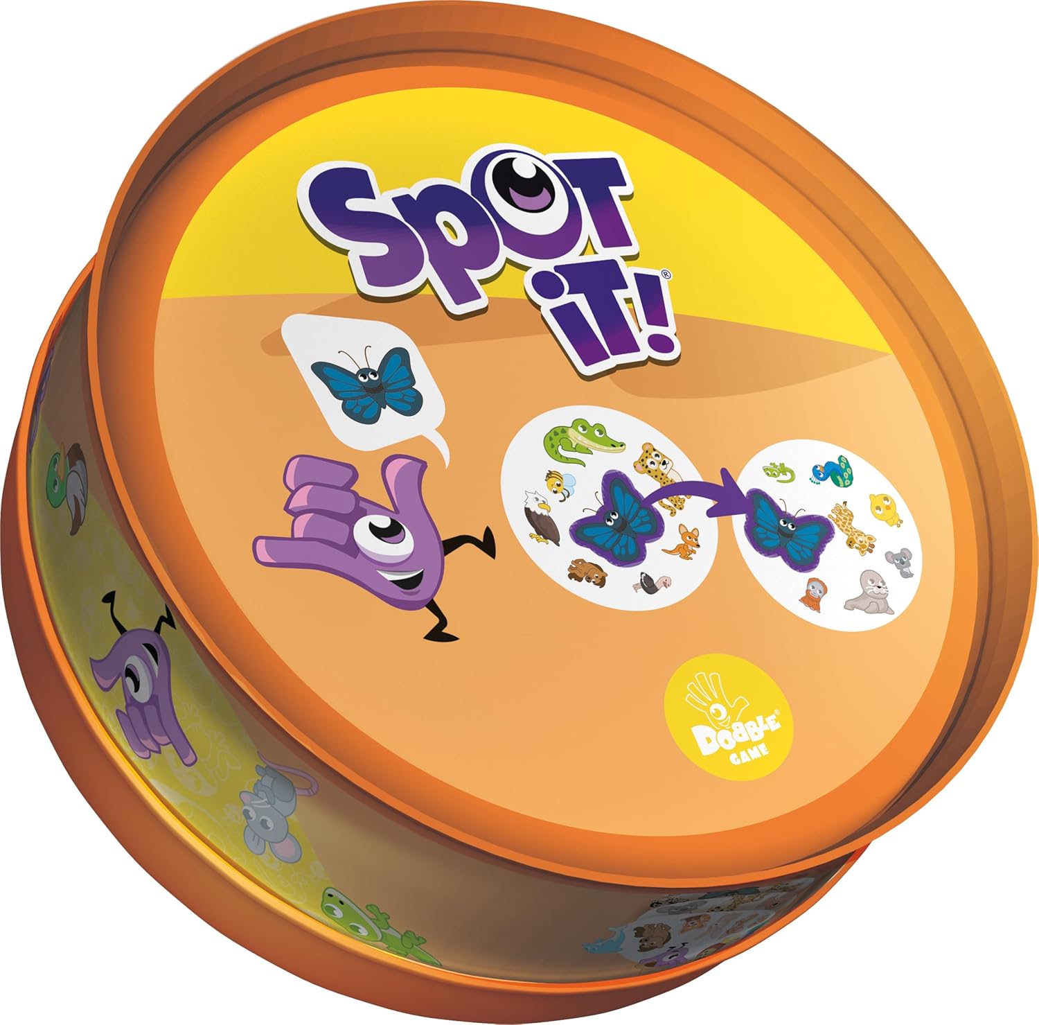 Asmodee Spot It! Animals (2024 Refresh) - Eco-Sleeve Edition, 5-in-1 Visual Perception Game for Quick Reflexes and Family Fun, Ages 4+, 2-8 Players, 15 Minute Playtime
