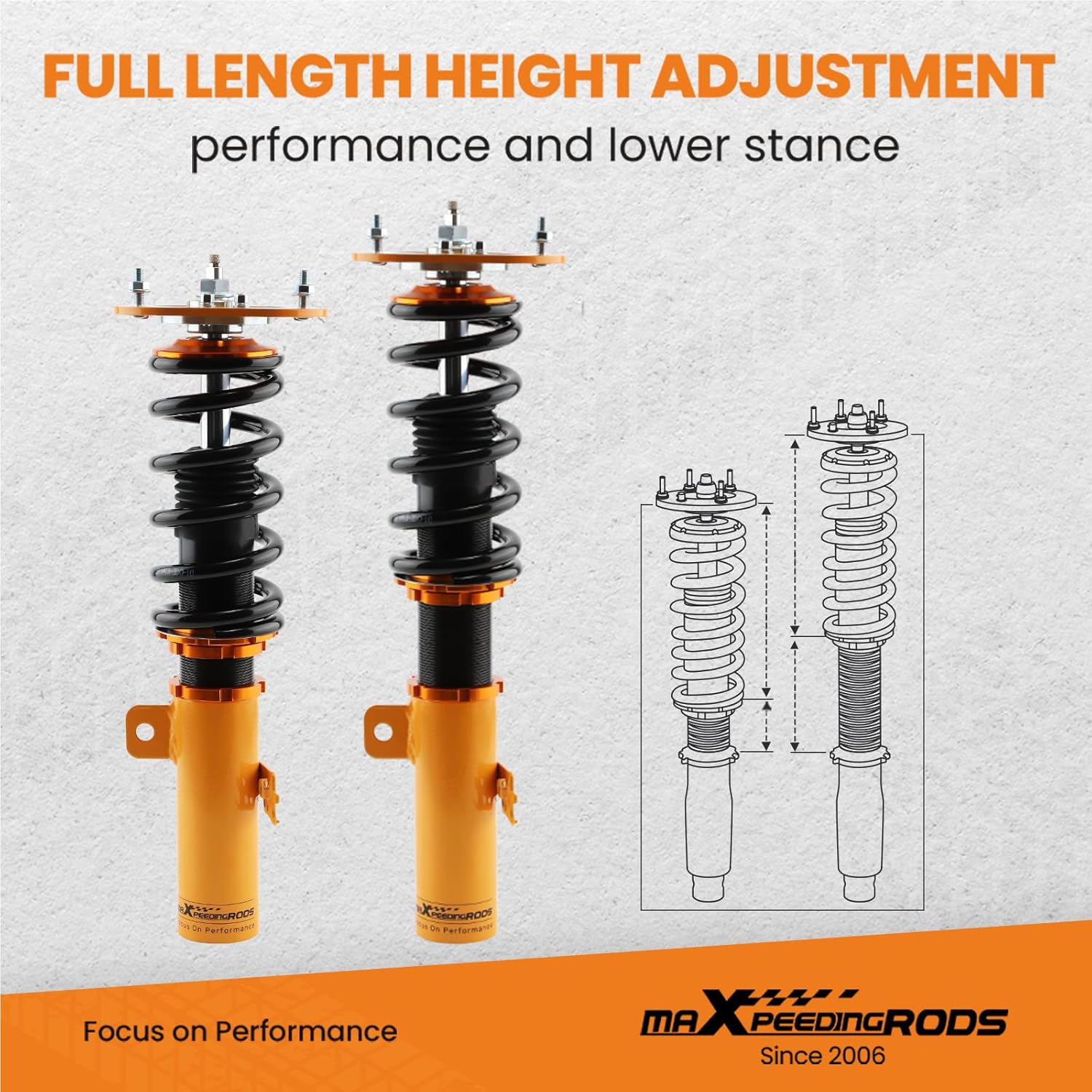 maXpeedingrods Coilovers for Toyota Corolla E140/E160 2009-2013, for Toyota Corolla E150/E170 2014-2019, 24 Levels Damper Adjustable Coilovers Suspension Kit, Height Adjustable Lowering Kit, Gold