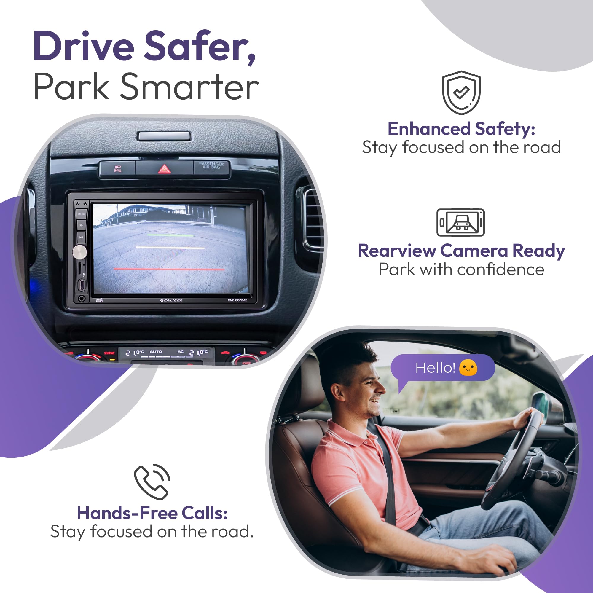 Caliber Radio samochodowe RMD807DAB 2-DIN Dab+ z 7-calowym ekranem dotykowym, Bluetooth, Mirror Link, port USB-C, połączenia głośnomówiące i obsługa kamery cofania