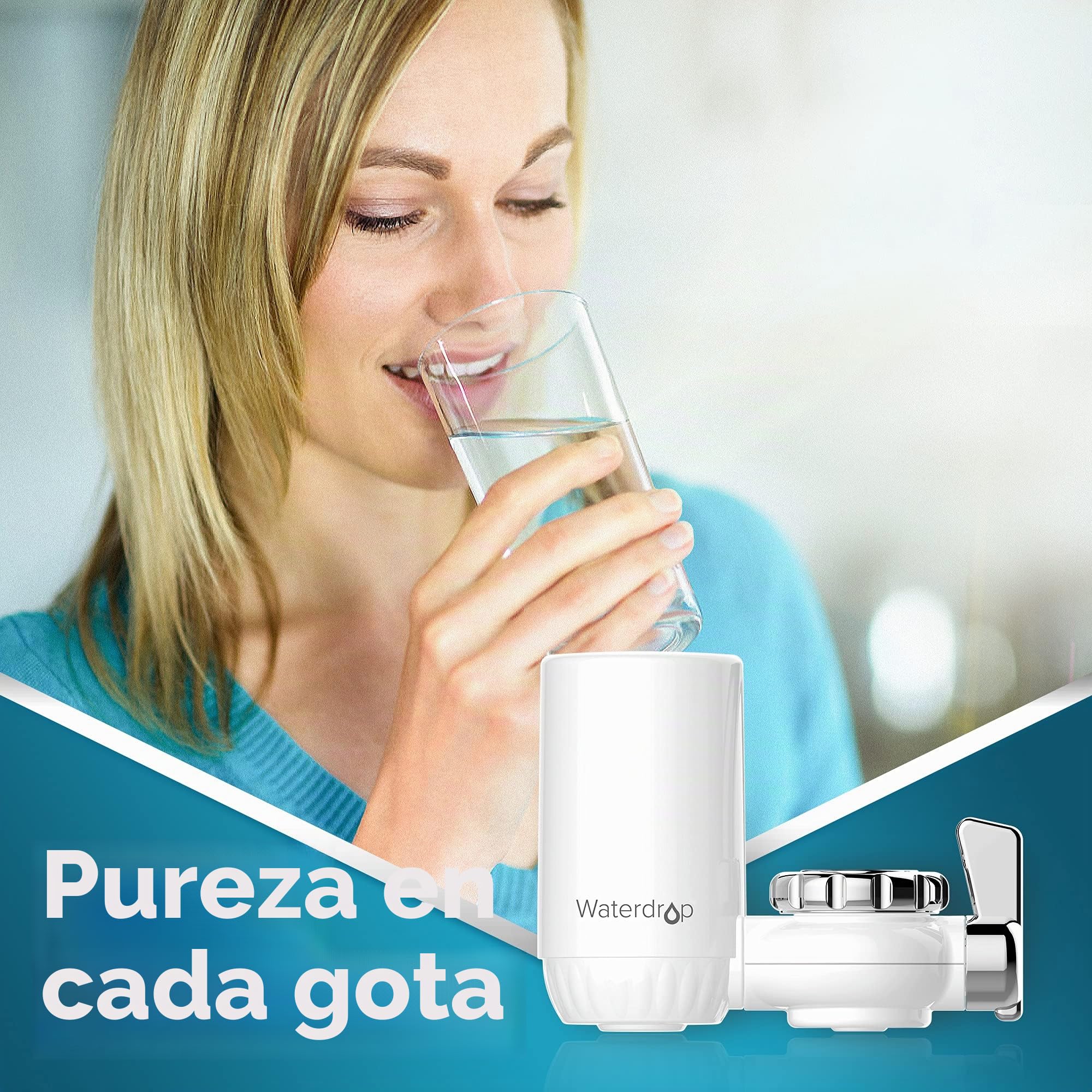 Waterdrop WD-FC-04 NSF Certificada Filtro de Agua Para Grifo con Material Ultra Adsortivo, Elimina Cloro, Plomo, Harina y Más, Compatible con Grifos Estándar (1 Filtro Incluido)
