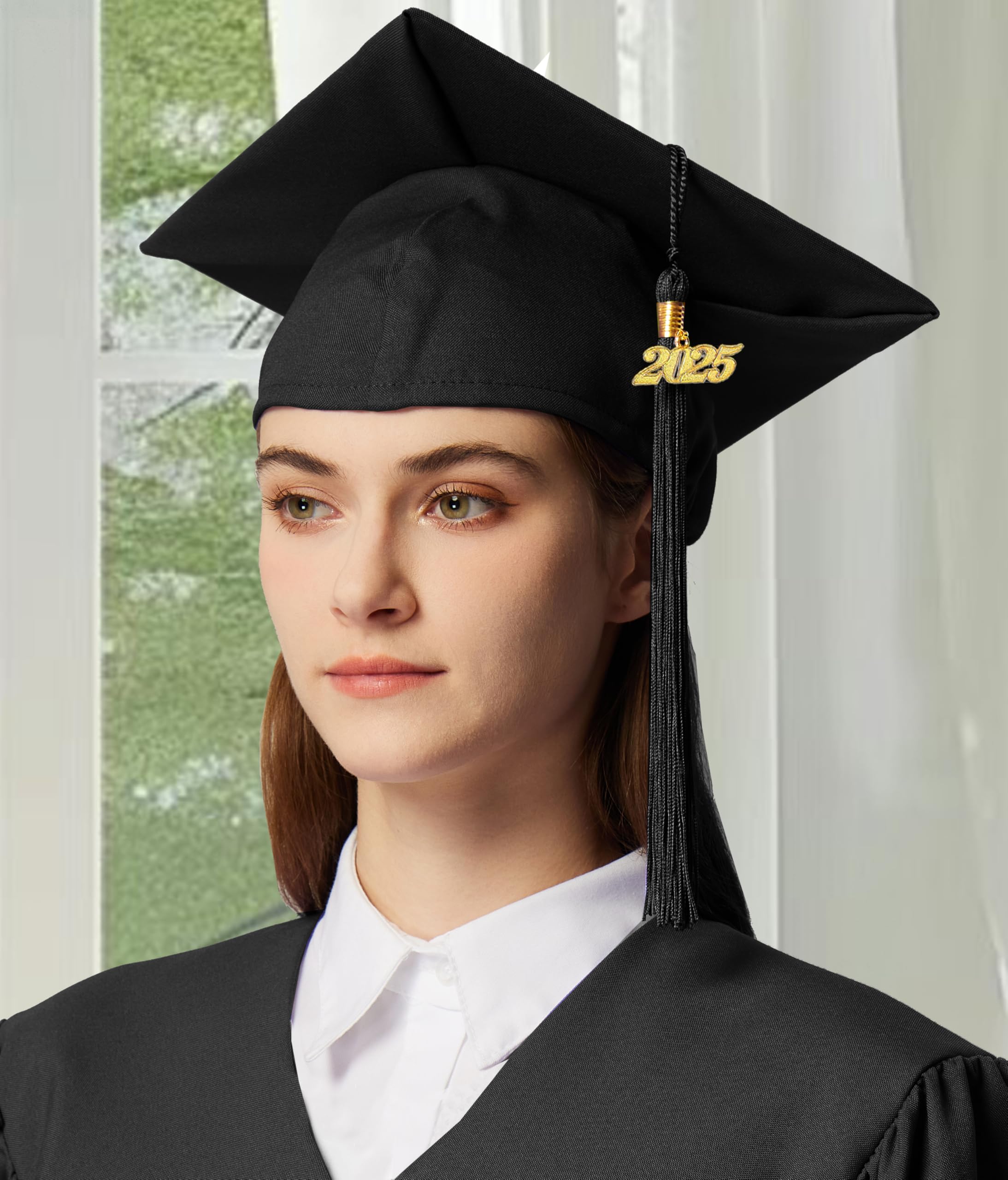 10 Pcs 2025 Graduation Tassel, Black Tassel 2025 with 2025 Year Gold Charms for Graduation Cap Tassel Charms for Graduate Hat Ceremonies Accessories