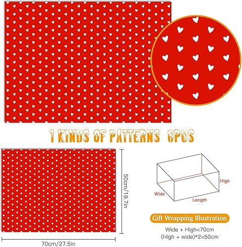 Miniatura 2 de PLULON 6 hojas de papel de regalo de cumpleaños de corazones colorido papel de regalo para cumpleaños, baby shower, bodas