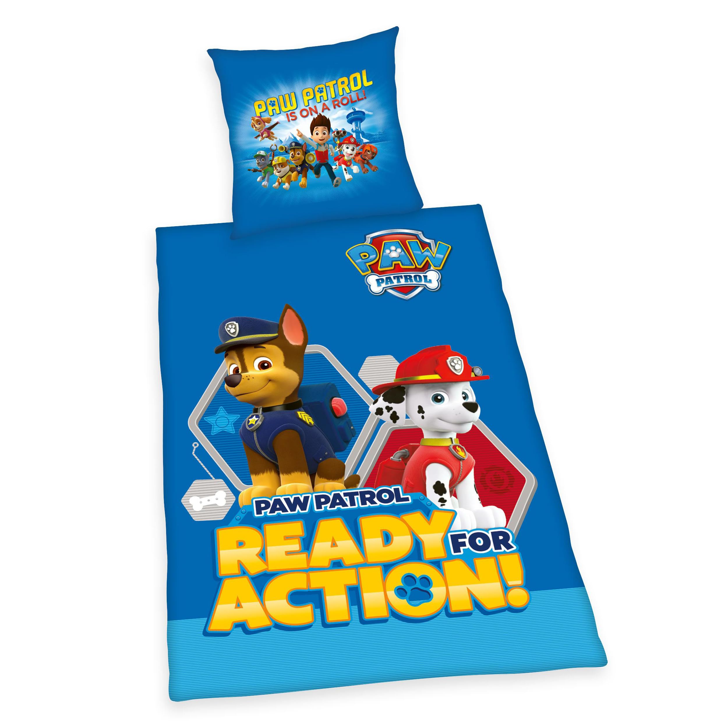 Herding Paw Patrol Bettwäsche-Set – Bettbezug 135x200 Cm & Kopfkissenbezug 80x80 Cm, 100% Baumwolle, Mit Wendemotiv