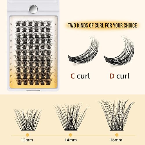 Miniatura 3 de QUEWEL - Extensiones de pestañas en grupo, bandeja con espejo giratorio de 360, longitud mixta de 12-16 mm, pestañas postizas individuales finas con