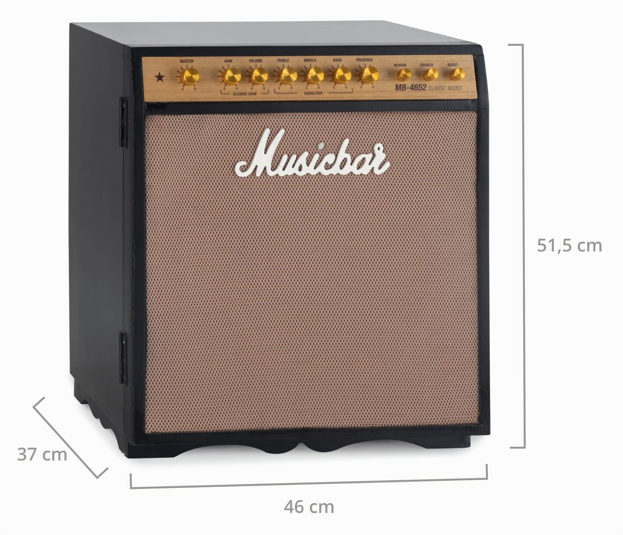 Stagecaptain Musicbar - Mobile in Legno Design Amplificatore Chitarra - Ripiani Estraibili - Cantinetta Vintage Vino o scaffale liquori - Comodino con Spazio Dischi Vinile - Nero