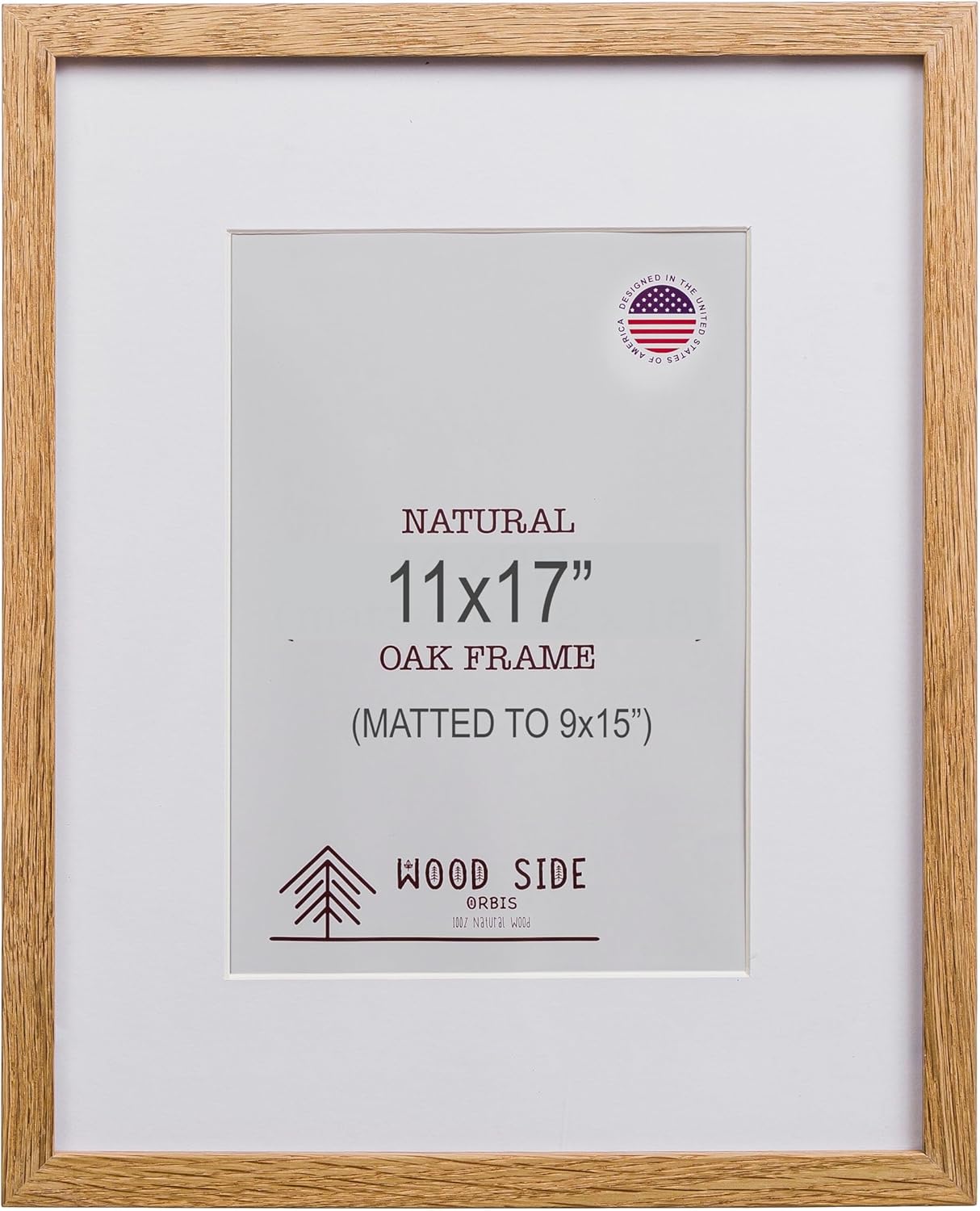 Oak Wood Picture Frames 11x17 with Mat for 9x15 - Natural Solid Wood Photo Frame Real Glass Wall Hanging 1 11x17 Mat to 9x15