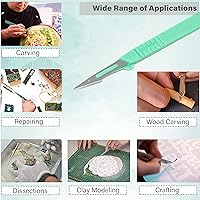 Vista 6 de Cuchillas de bisturí desechables #11 hechas de acero inoxidable templado, caja de 10 cuchillos de bisturí estériles con mango de plástico, bolsas