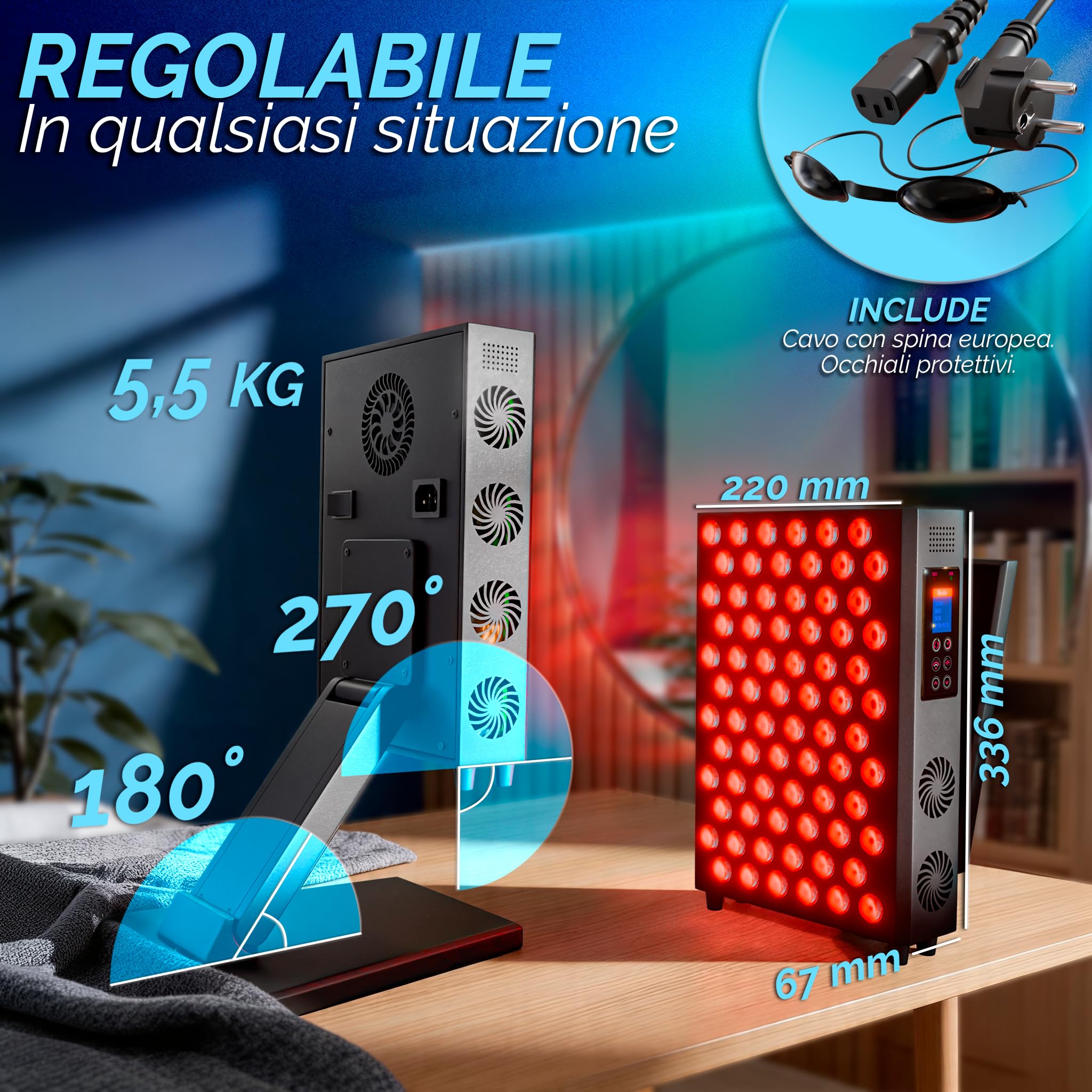 DreamTape® Pannello Luce Rossa Infrarossa 660nm 850nm - Terapia Luce LED Professionale con 72 LED - Red Light Therapy Panel per Recupero Muscolare e Benessere Luz Roja - Lampada Fotobiomodulazione