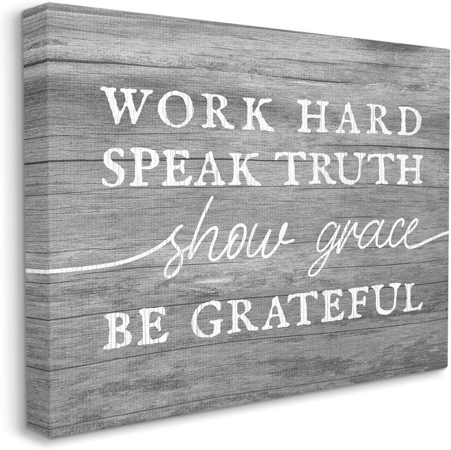 Stupell Industries Be Grateful Rustic Grain Pattern Motivational Phrase Canvas Wall Art, Design By Daphne Polselli