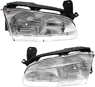 Garage-Pro Driver and Passenger Side Headlight for Geo Prizm 1993-1997 Halogen With bulbs Fits Base & LSi Replaces # 94852390, 94852389