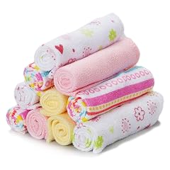 Spasilk Washcloths for Newborn Boys and Girls Soft Terry Baby Washcloths Baby Essentials Ideal Pink Lines Pack of