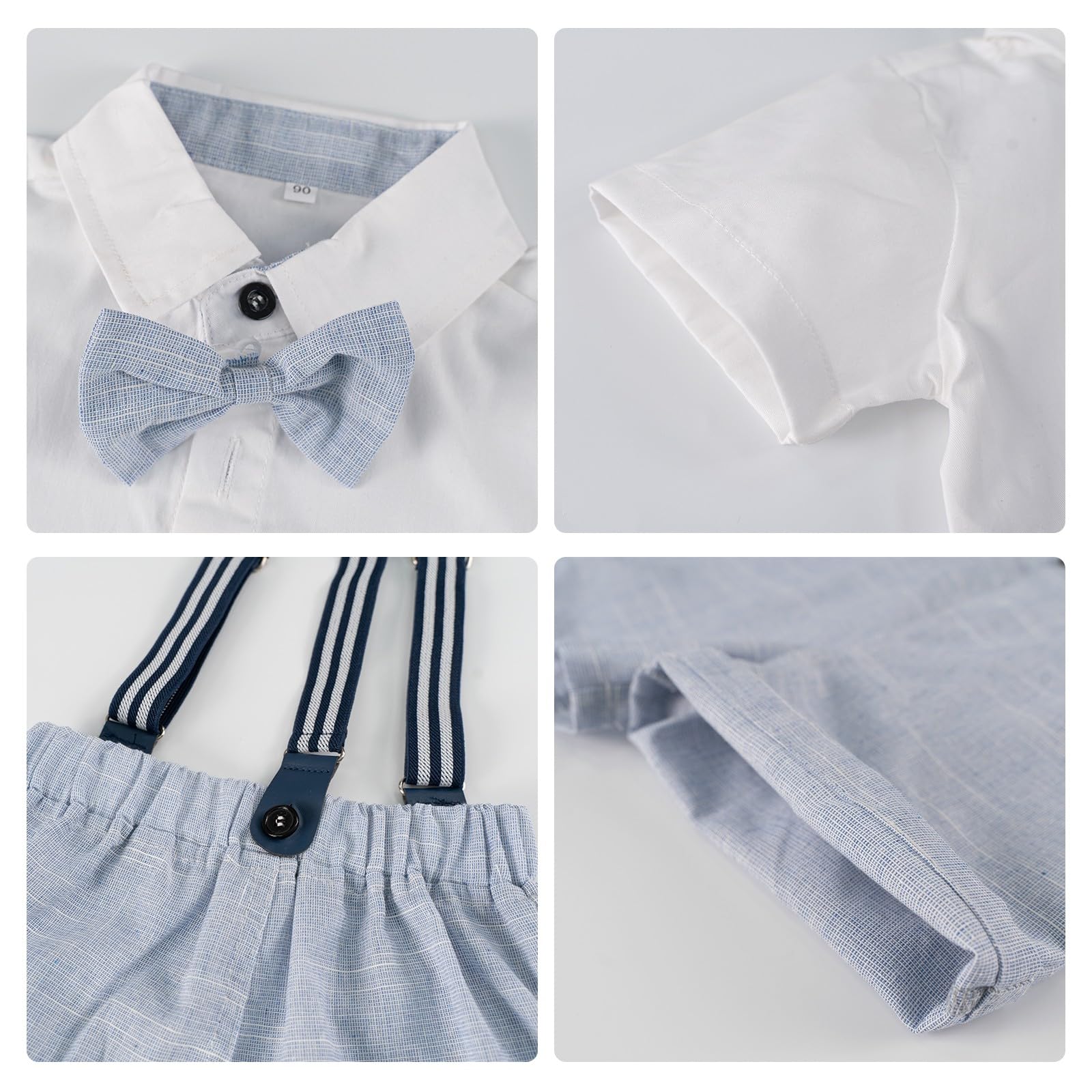 Volunboy Bebé Niño Caballero Conjunto, Camisa de Manga Corta con Pajarita + Corta Pantalón Traje Ropa