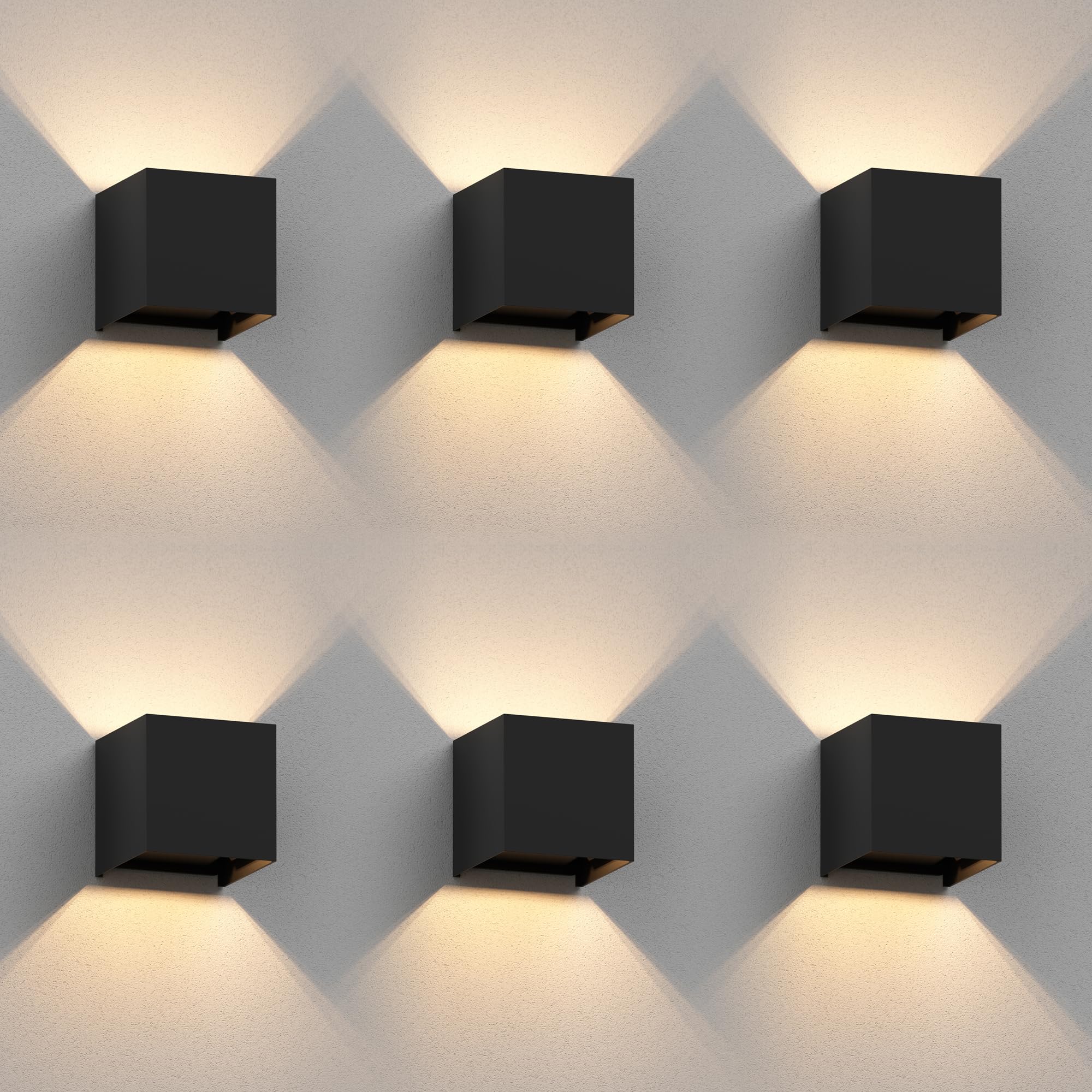 ledscom.de 6 apliques de pared CUBEL para exterior, IP65, iluminación ascendente/descendente, negro mate, cuadrados, 1x G9 máx. 10 W