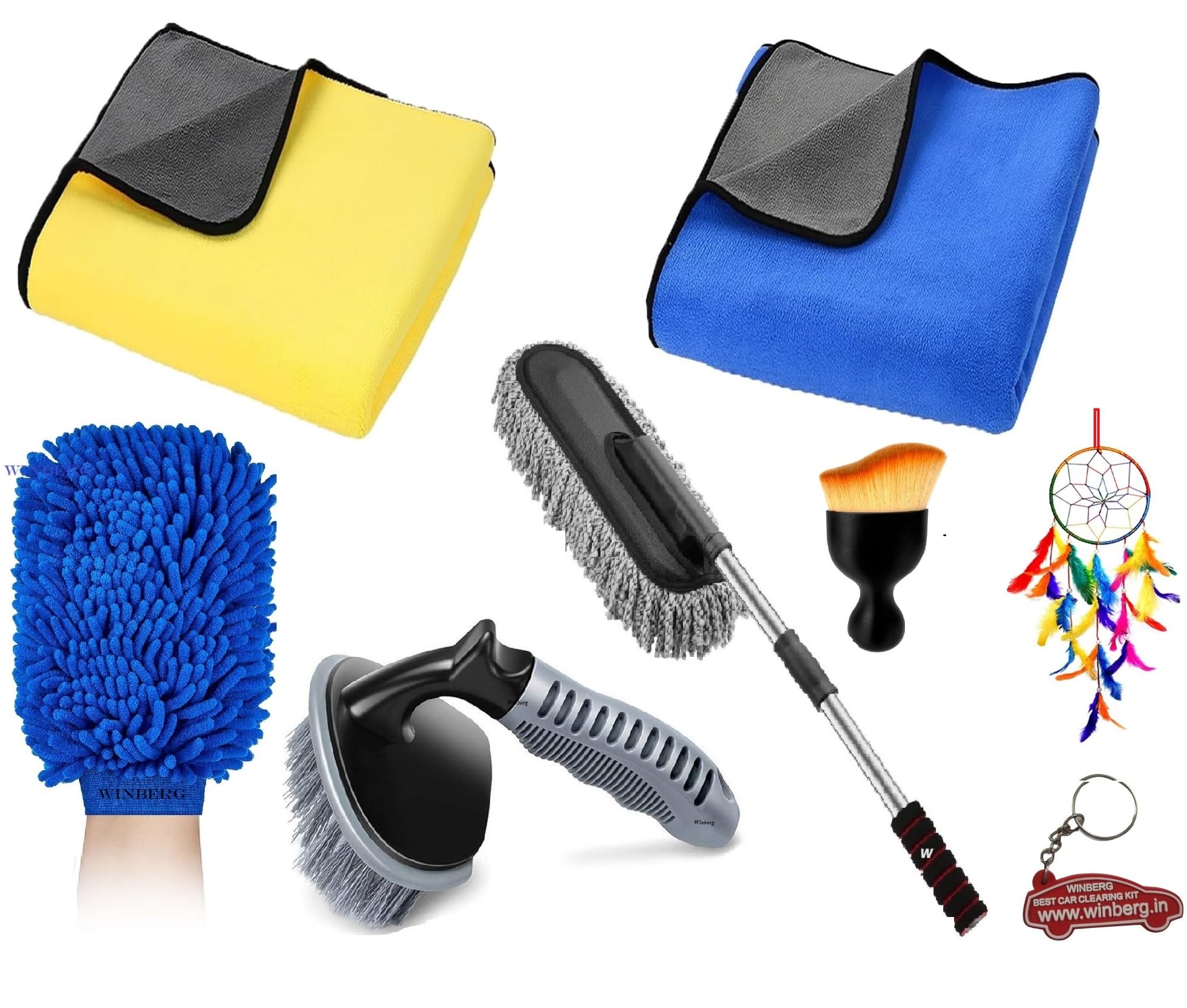 Winberg Car Cleaning Kit with Microfiber Towels, Duster, Brushes, and Gloves Car55-image-27