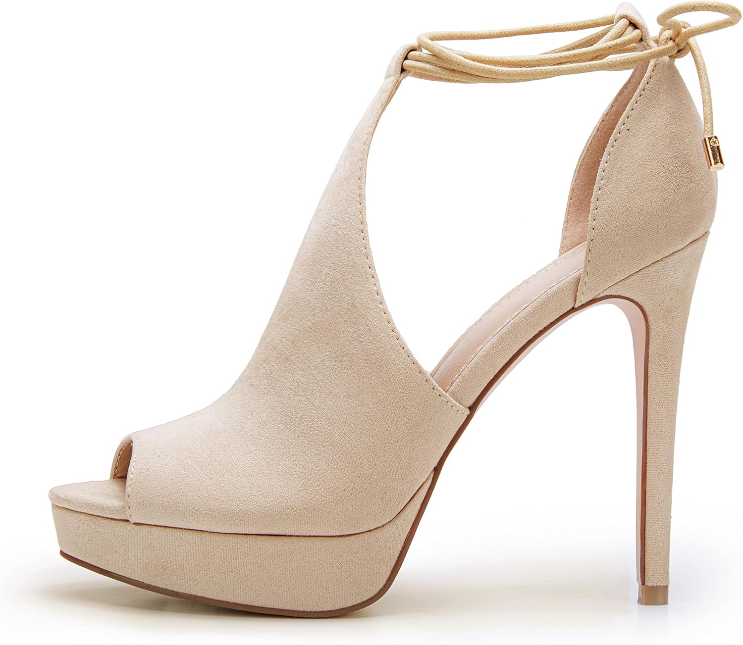 Womens Peep Toe Platform Heels Sexy Sandals Strappy Lace Up Tie Stilettos Dress Pumps Shoes - Image 3