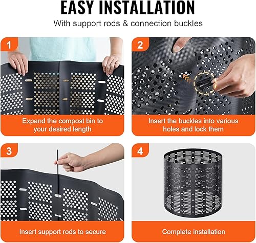 Miniatura 7 de VEVOR Contenedor de compostaje de 220 galones, compostador expandible para exteriores, fácil de instalar y contenedor de compostaje de gran