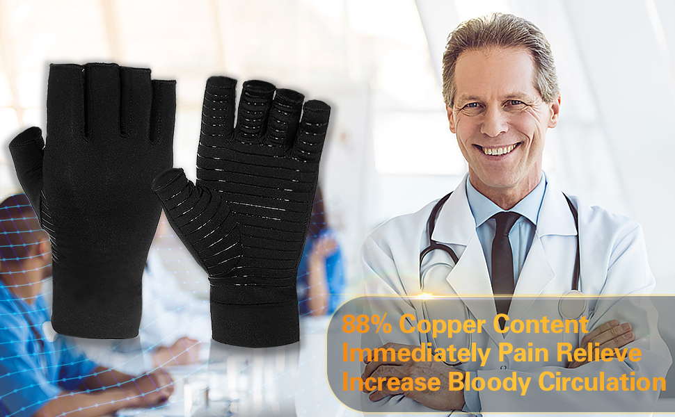 Donfri Copper Arthritis Gloves - Fingerless Compression Gloves For Men & Women (X-Large) - For Carpal Tunnel, RSI, Tendonitis - View #4