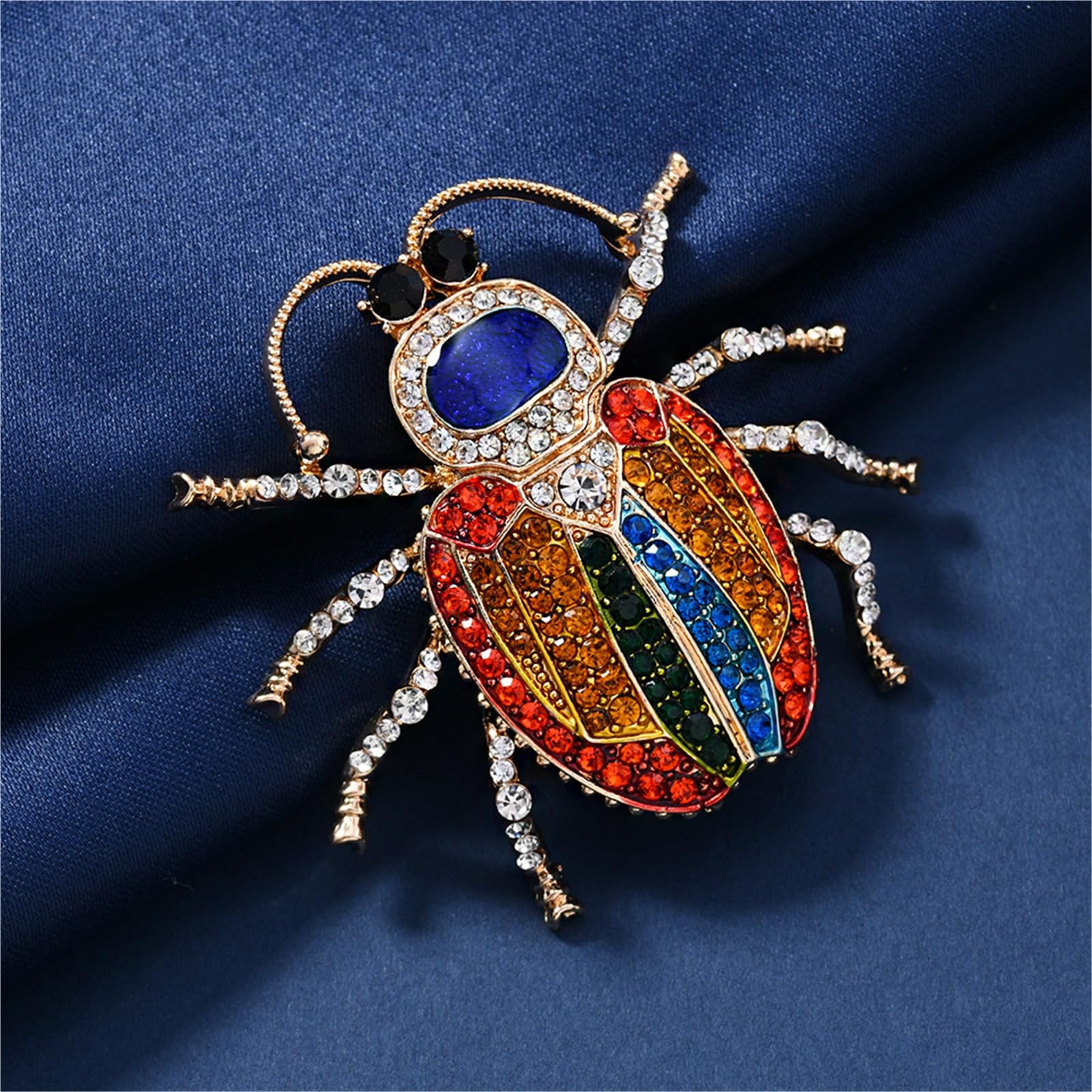 Broche creativo de escarabajo con diamantes de imitación, pin vintage de animales para mujeres y hombres, accesorios elegantes para abrigos