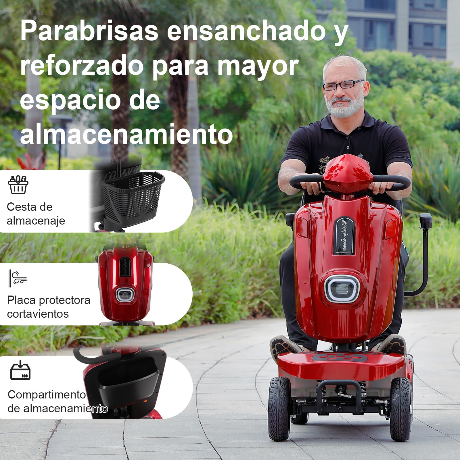 Ecomobi MS02 PLUS Scooter de Movilidad para Adultos, Rojo, 30Ah