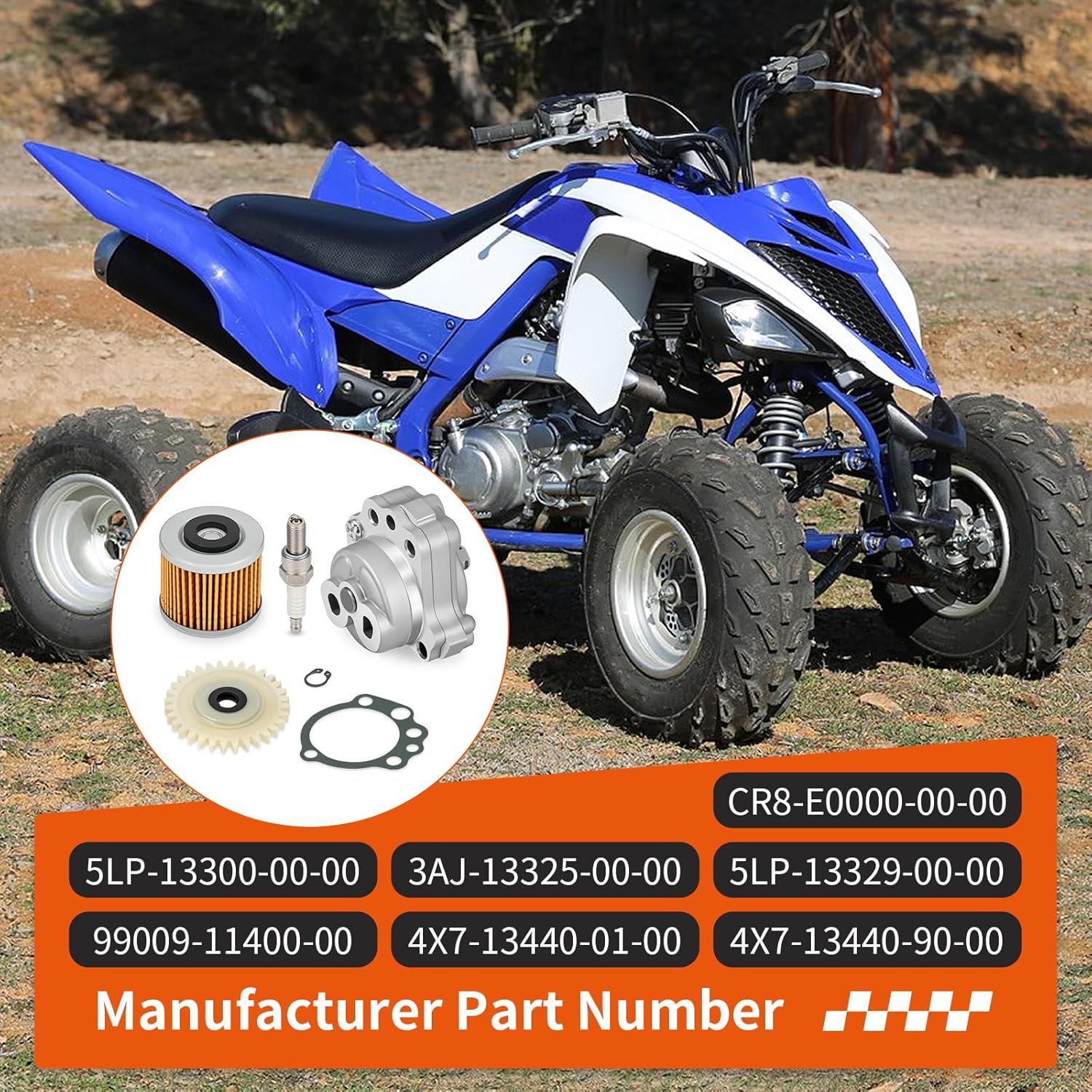 Oil Pump + Oil Filter w/Gear Gasket Spark Plug Kit For Yamaha Raptor 700/700R 2006-2024