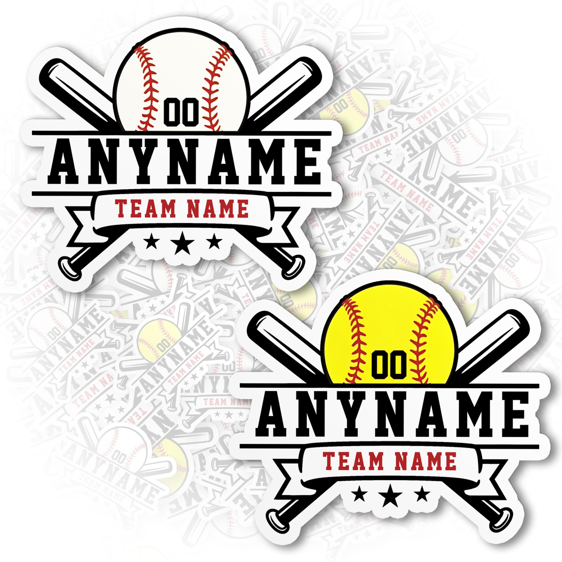 Custom Name Sticker Personalized Sports Softball Baseball Team Name Softball Mom Waterproof Vinyl Stickers for Laptop Water Bottle Cars Phone Case