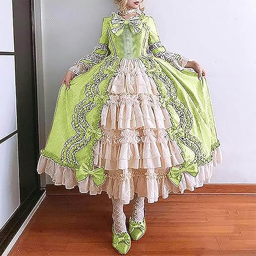 Miniatura 24 de SHOPESSA Vestido victoriano para mujer, vestido de lolita francesa, disfraz de princesa, vestido renacentista, manga acampanada, corte de cosplay Un