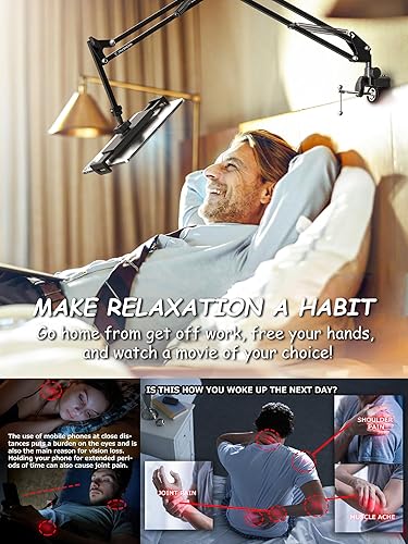 Miniatura 2 de Soporte plegable para tableta, soporte para tableta ajustable para cama, soporte flexible universal para tableta con rotación de 360 grados para