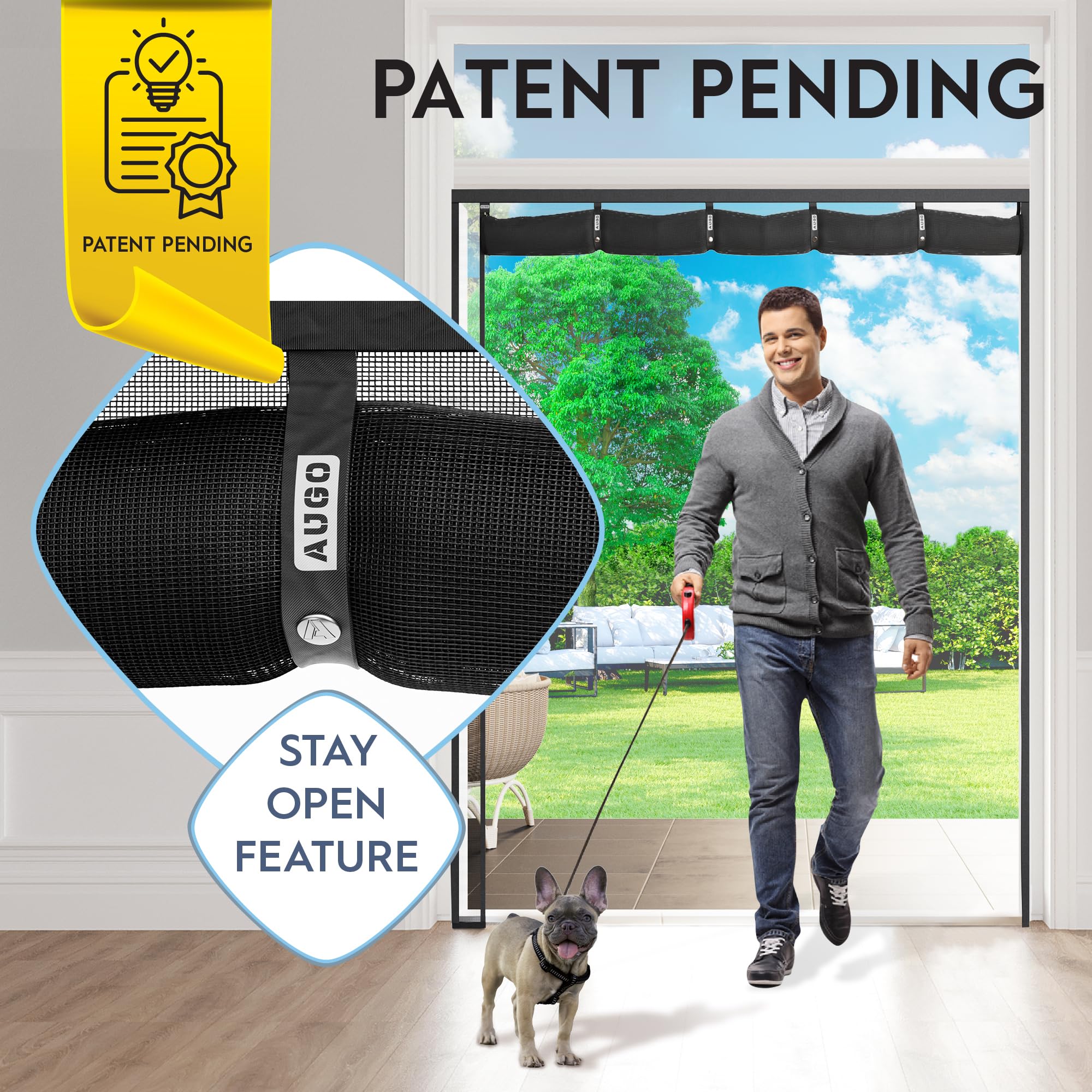 Snapklik.com : AUGO Fiberglass Magnetic Screen Door Reversible Left ...
