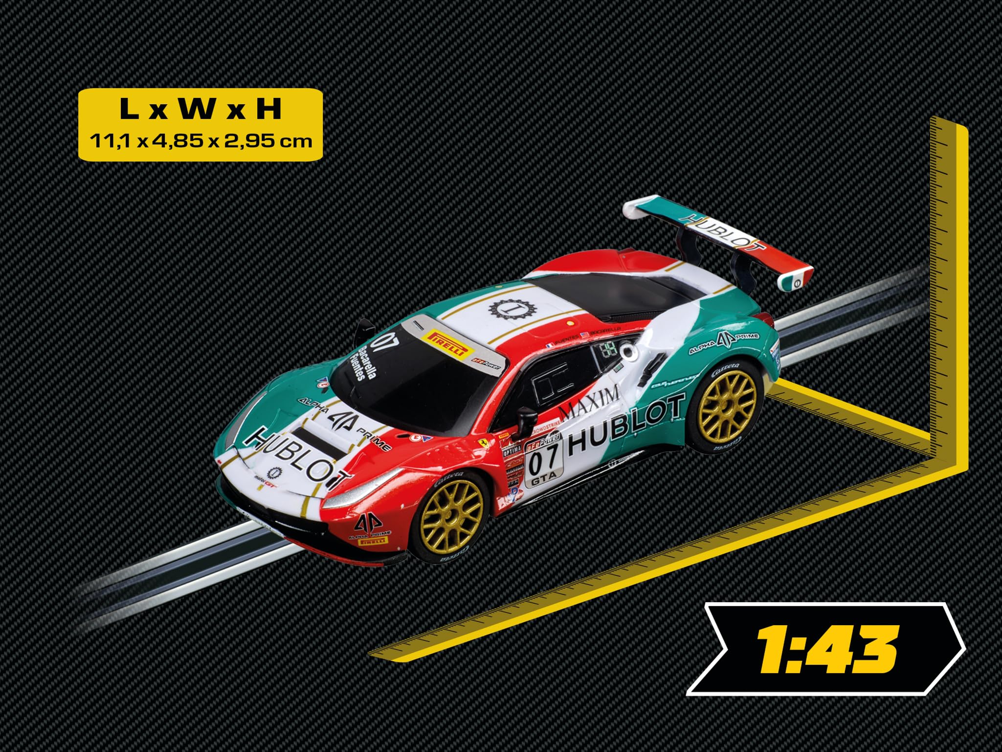 Carrera Go 20064186 Slot Car Ferrari 488 GT3 Squadra Corse Garage Italia, nr 7, wielokolorowy