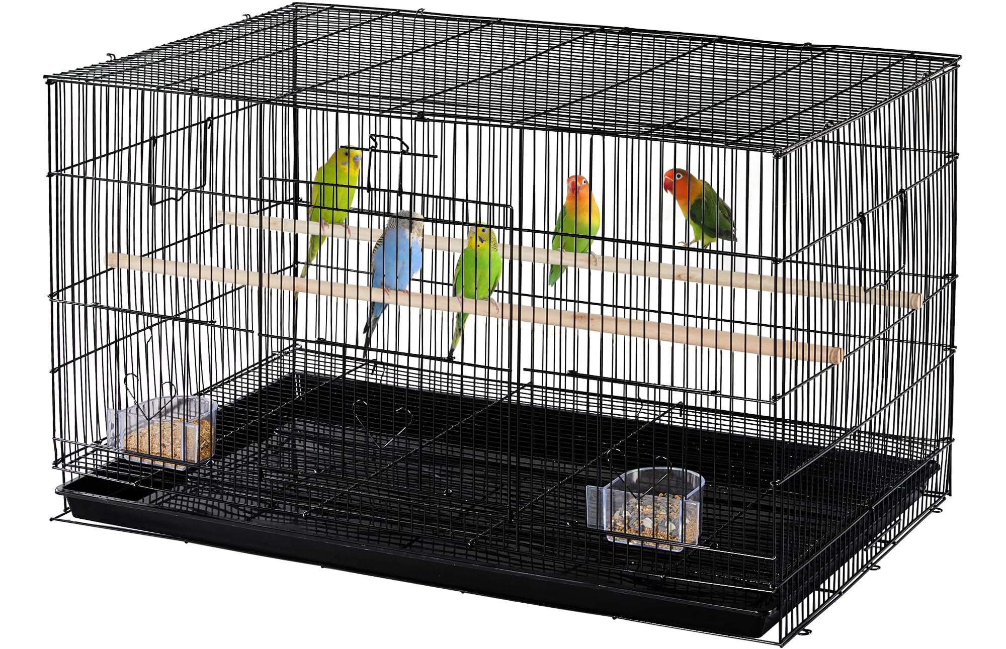 Yaheetech Gabbia Uccelli Metallo Impilabile 77,5 × 46,5 × 46 cm Nera | Gabbia Rettangolare Impilabile, Struttura Pratica, Adatta per Pappagalli, Calopsite, Parrochetti e Inseparabili Domestici