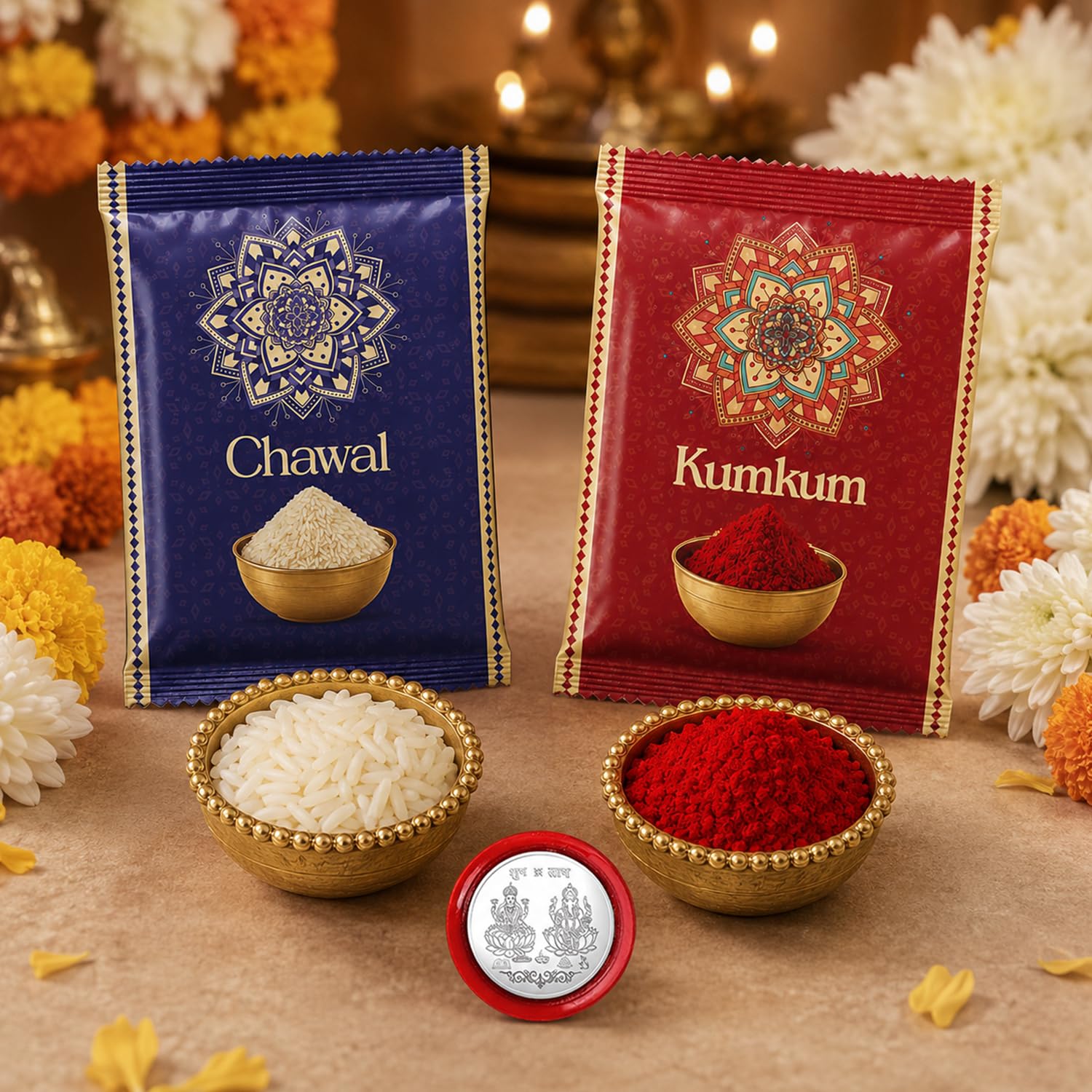 Rakhi Set with Flute & Peacock - Raksha Bandhan Gift -5