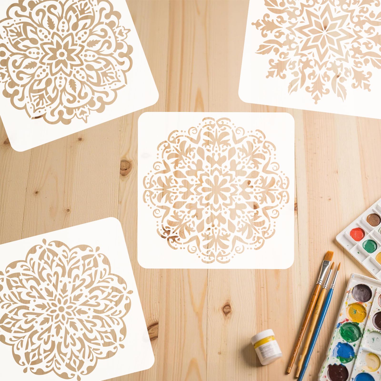9 stencil mandala per pittura, stencil riutilizzabili, grandi 30,5 x 30,5 cm, per pareti, tela, mobili, tessuti e decorazioni fai da te