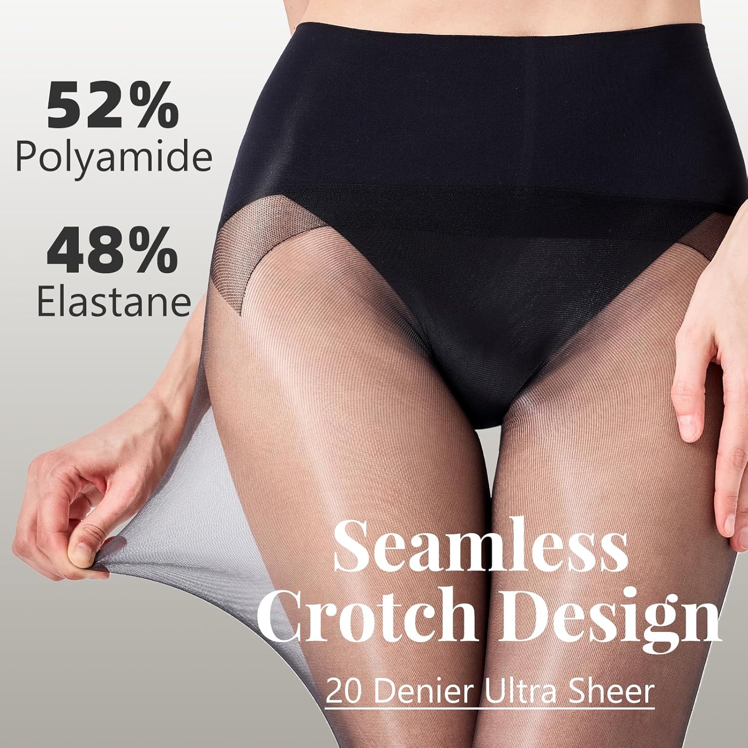 2 Pairs Women's Sheer Seamless Pantyhose Shiny Tummy Control Tights 20D High Elastic Shimmer Silk Stockings - Image 3