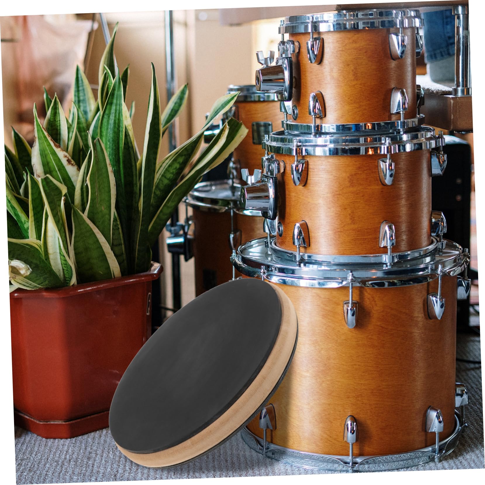 Pad de Práctica de Caja Negro de Goma para Percusión y Platillo | Madera, Reduce Armónicos y Amortigua, Accesorio para Práctica, Formato Compacto