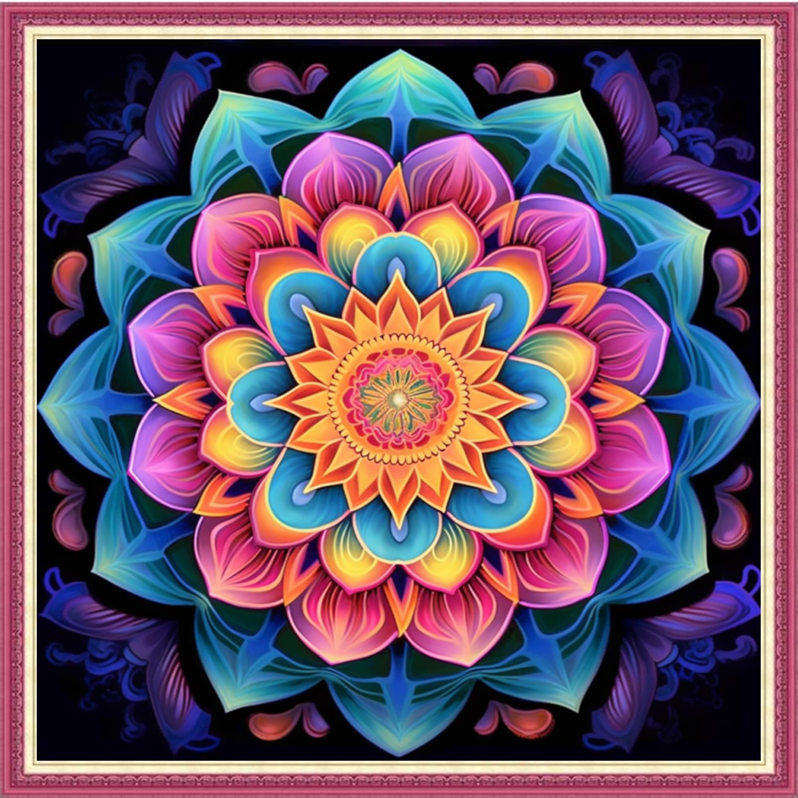 DMCVIVR Stamped Cross Stitch Kits for Beginners Adults Needlepoint Kits for Beginners Embroidery Kits for Adults Crossstitch Kit for Beginners 11CT-Colorful Mandala 18x18 inch