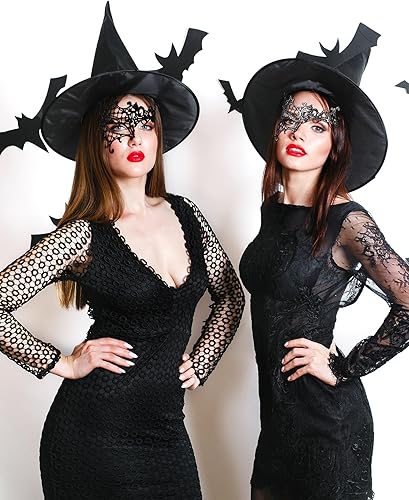 Vista 9 de JOVITEC 10 máscaras multicolor para mujer, máscaras venecianas de encaje, para Halloween, carnaval, mari, hierba, fiesta de disfraces