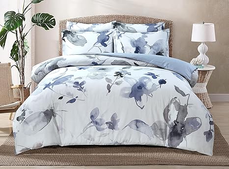 Majestic Giftware Madison Linen 8-Piece 48" Twin Size Bedding Set (BL105-48T) | Summer Breeze - Ocean Blue 300 TC Cotton Sateen Durable & Washable | 2 Fitted Sheets, 2 Duvets, 4 Pillowcases
