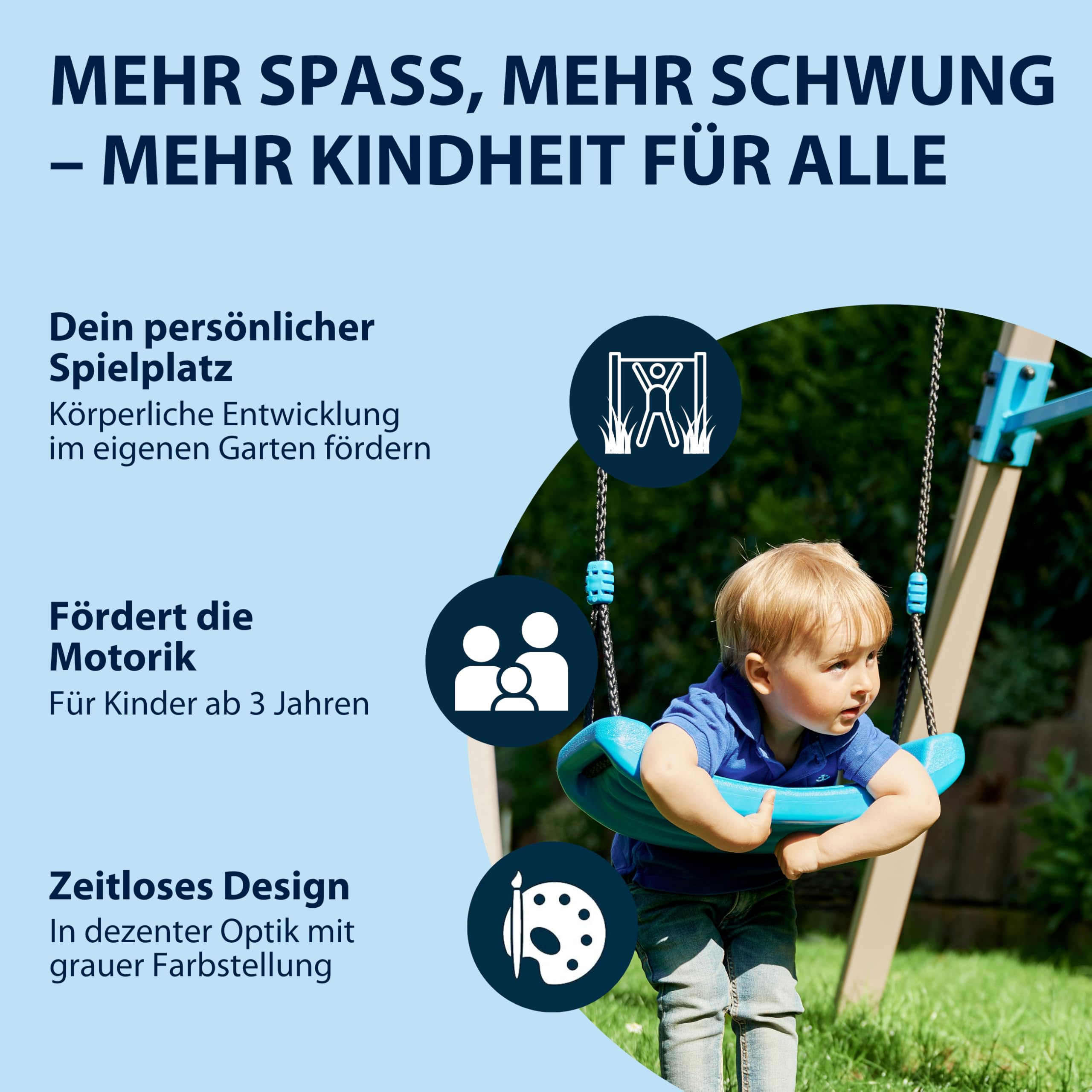 HUDORA Schaukel Vario - Basismodul Schaukelgerüst für Kinder - erweiterbares Schaukelset mit höhenverstellbaren Schaukelseilen für bis zu 50kg - Outdoor-Spielgerät mit optionaler Erweiterung